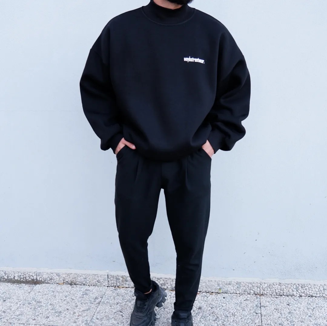 Waybstreetwear Oversize Boğazlı Sweatshirt Siyah
