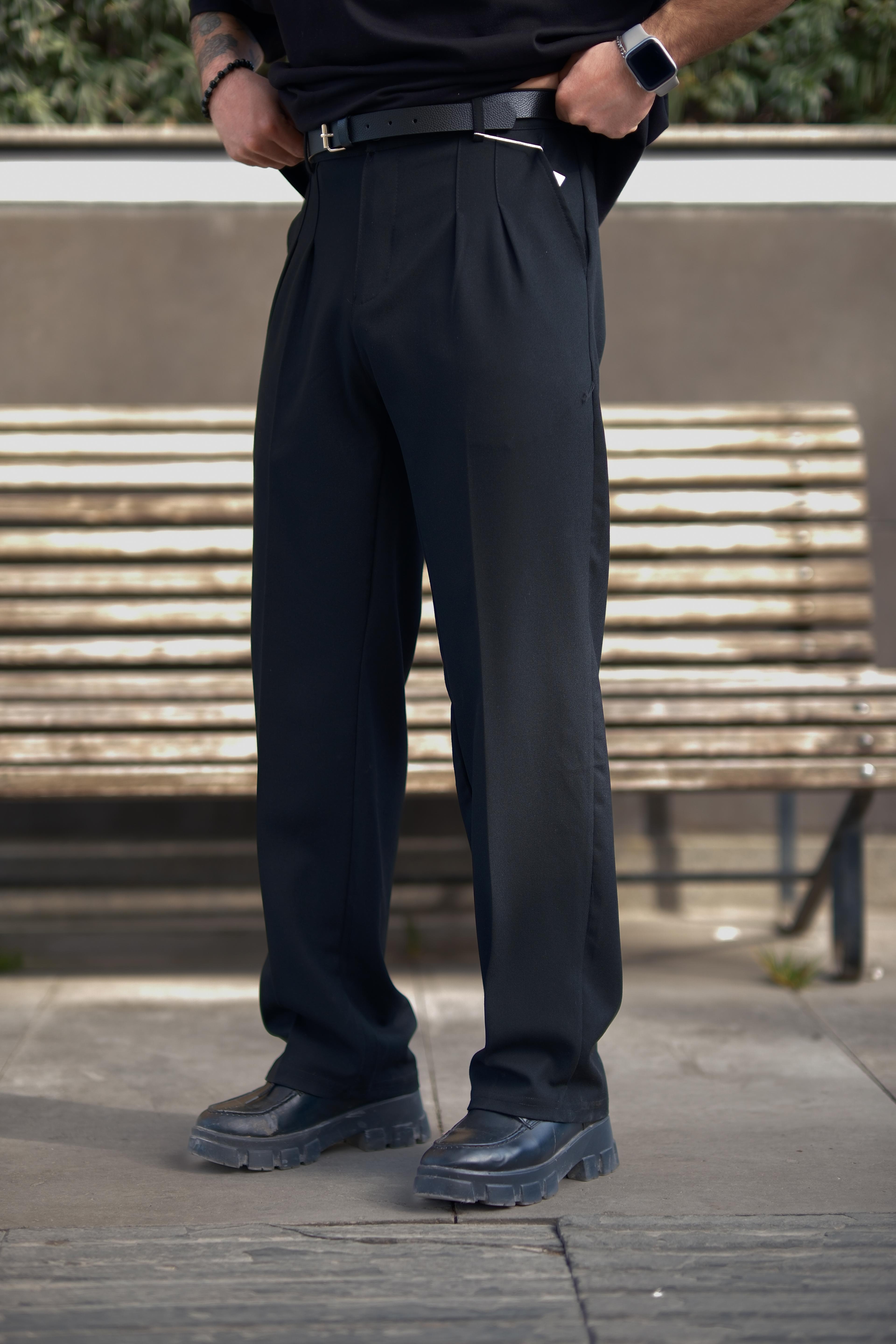 Siyah Baggy Kumaş Pantolon Premium Kalite