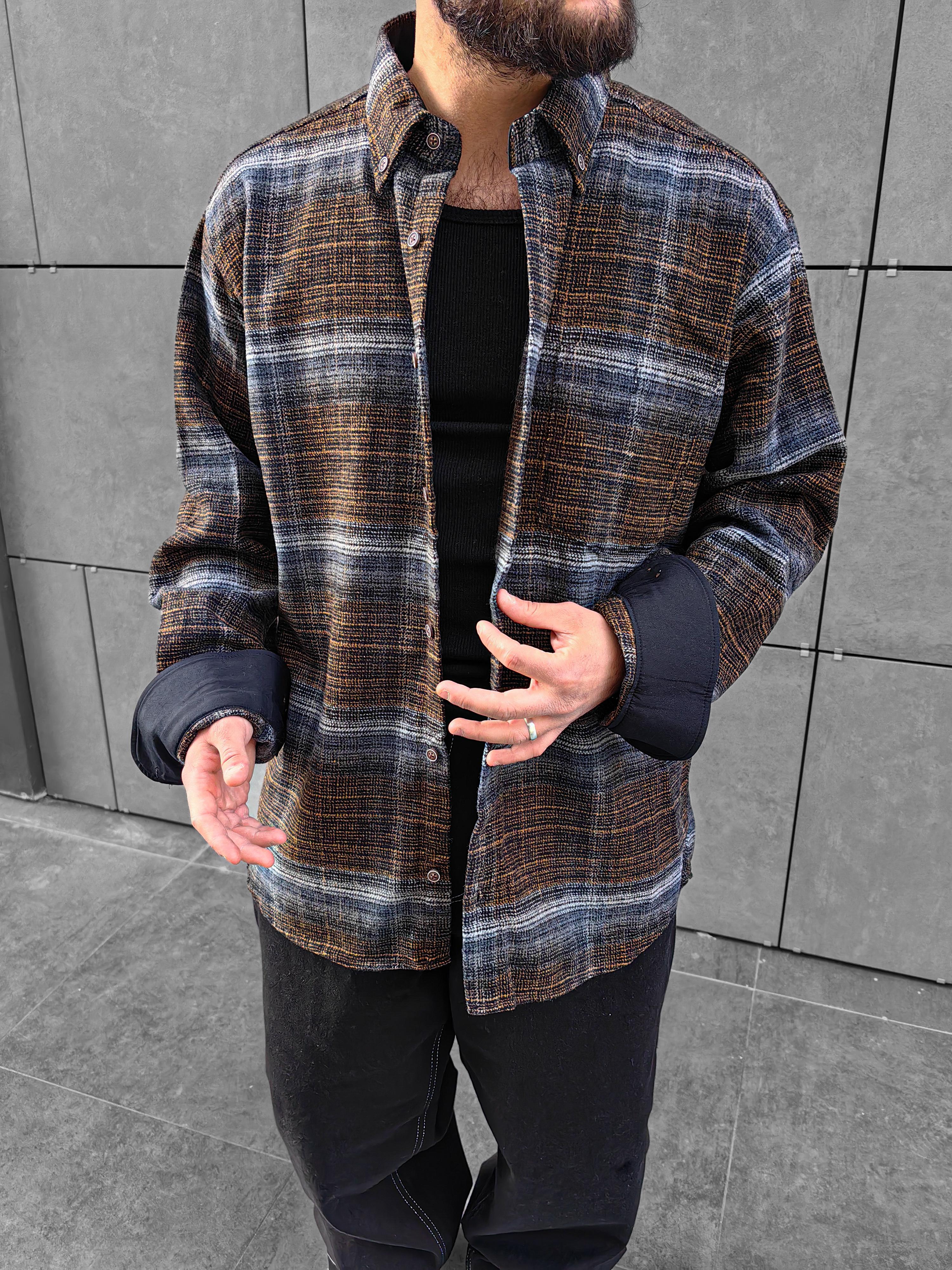 Haki / Gri Oversize Oduncu Gömleği