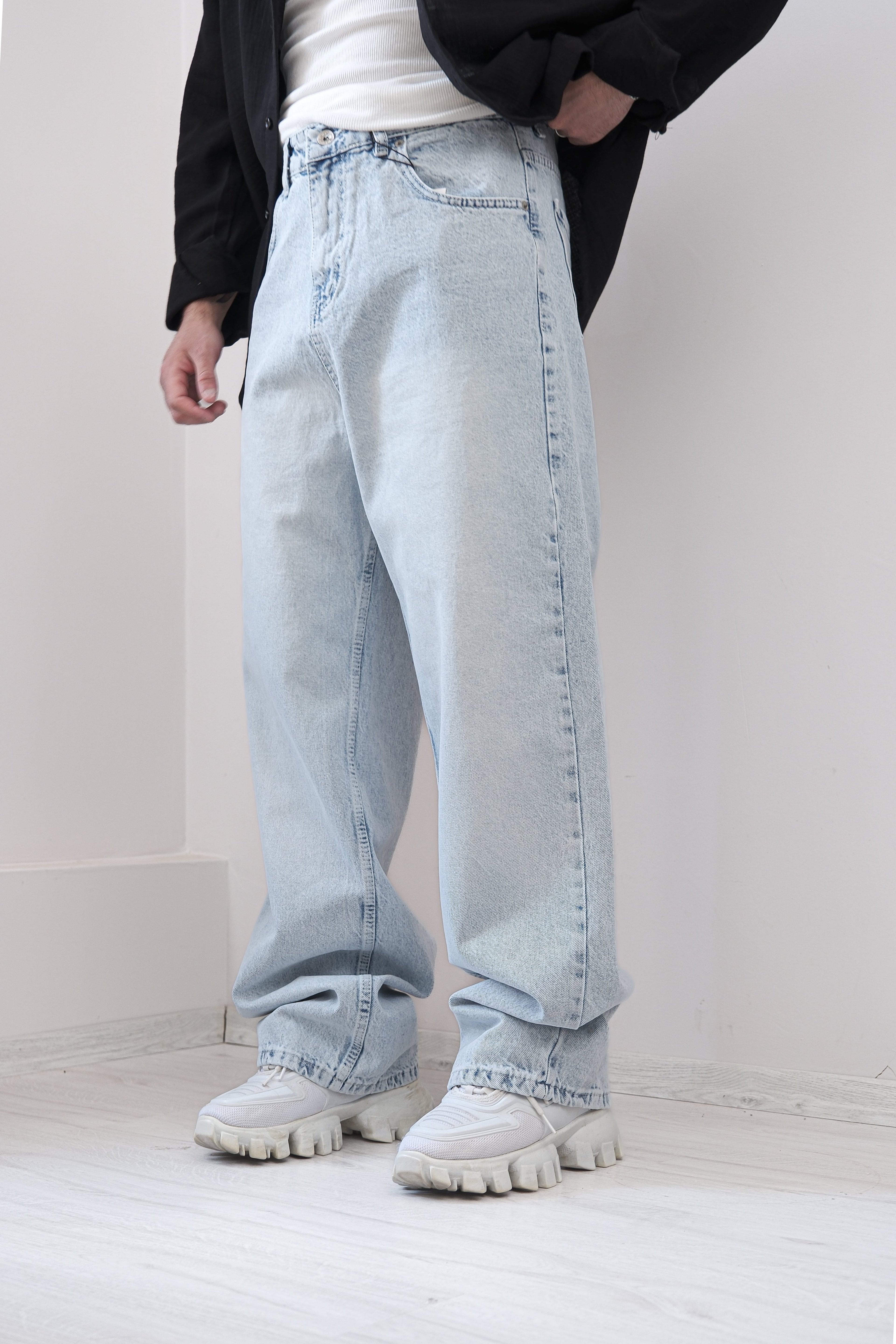 Eskitme Buz Mavi Jeans Premium Kalite 