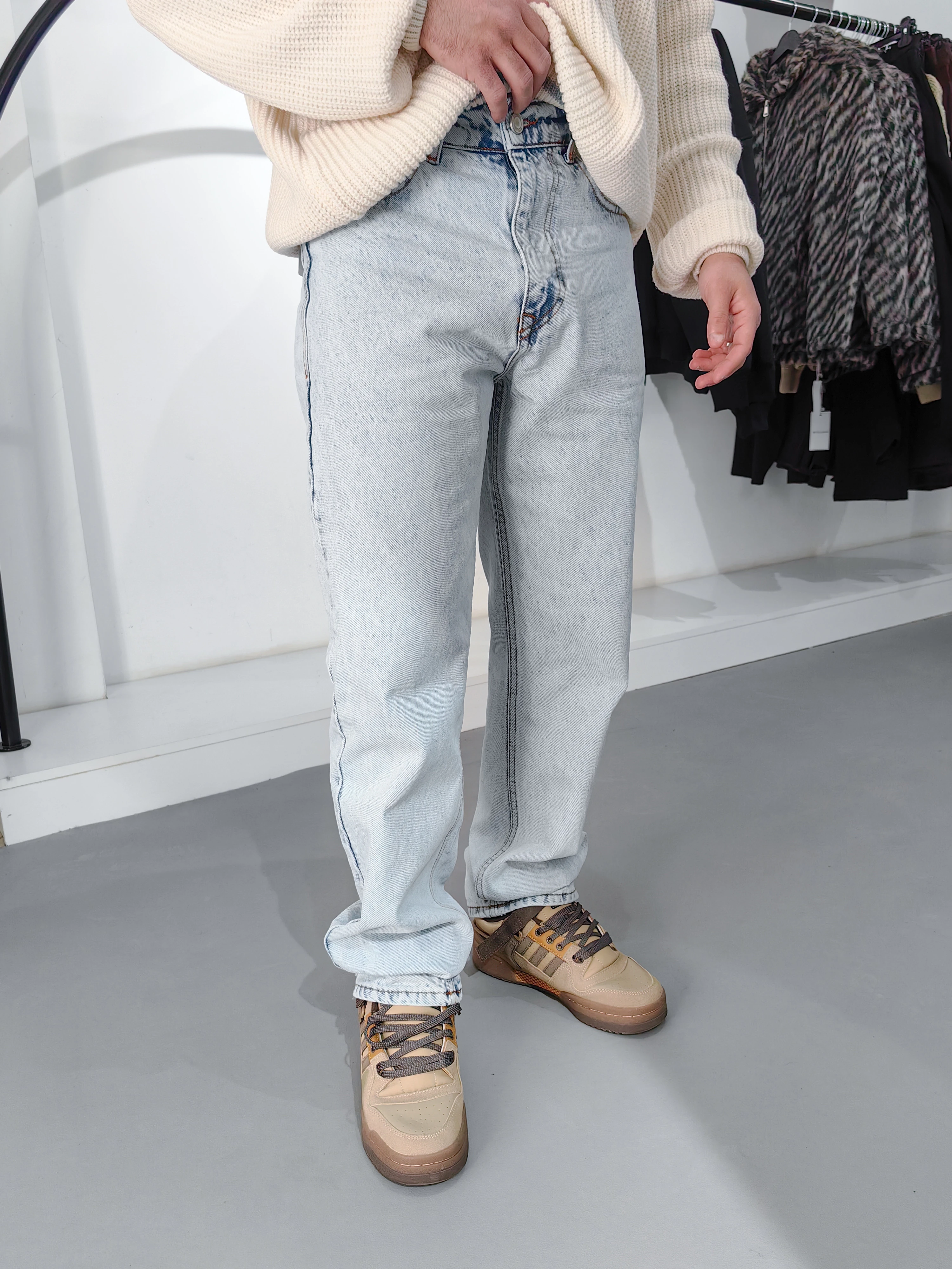 Buz Mavi Relax Fit Baggy Jean