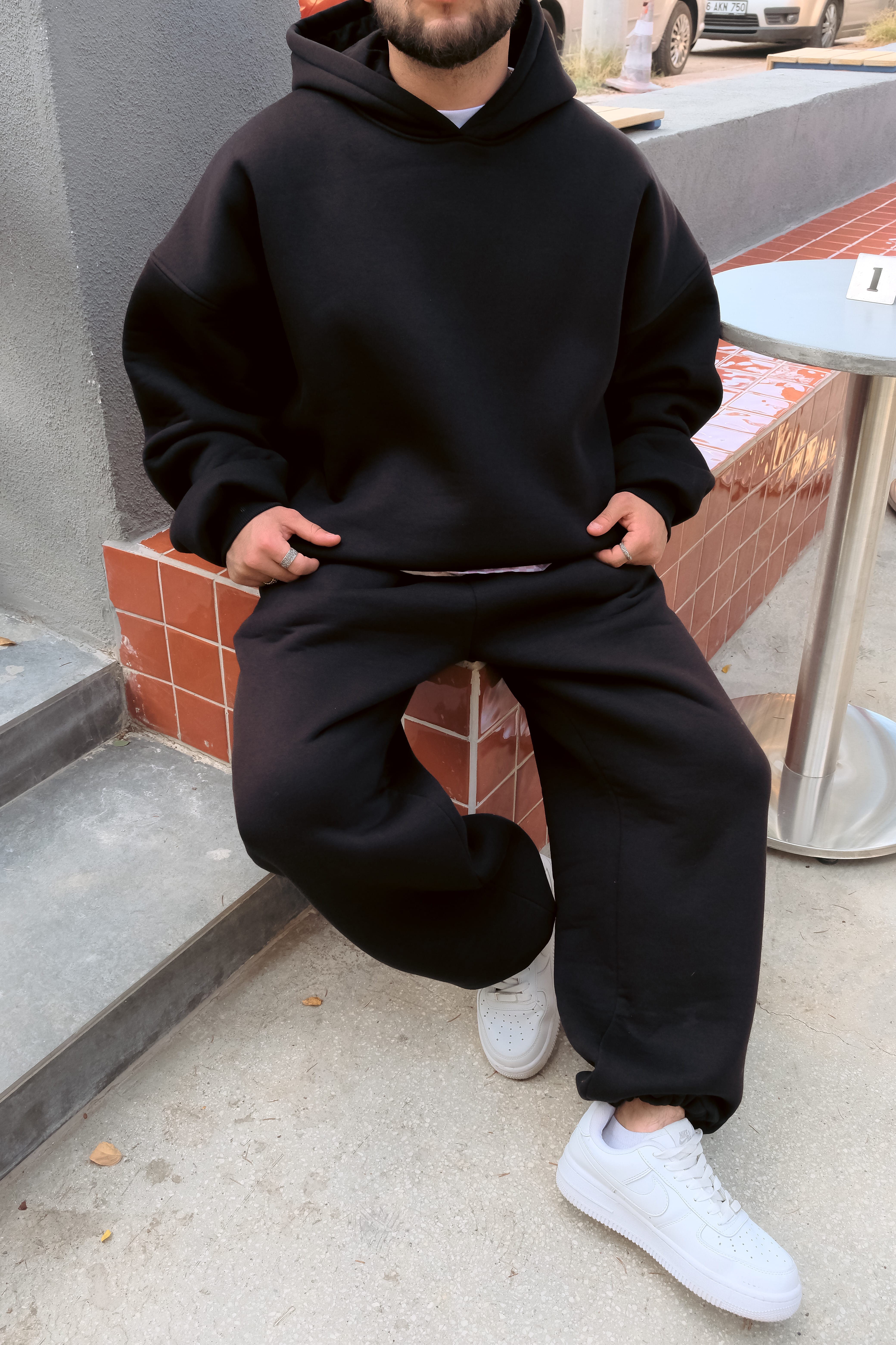 Bomber Extra Oversize Siyah Basic Hoodie ( premium ürün ) 