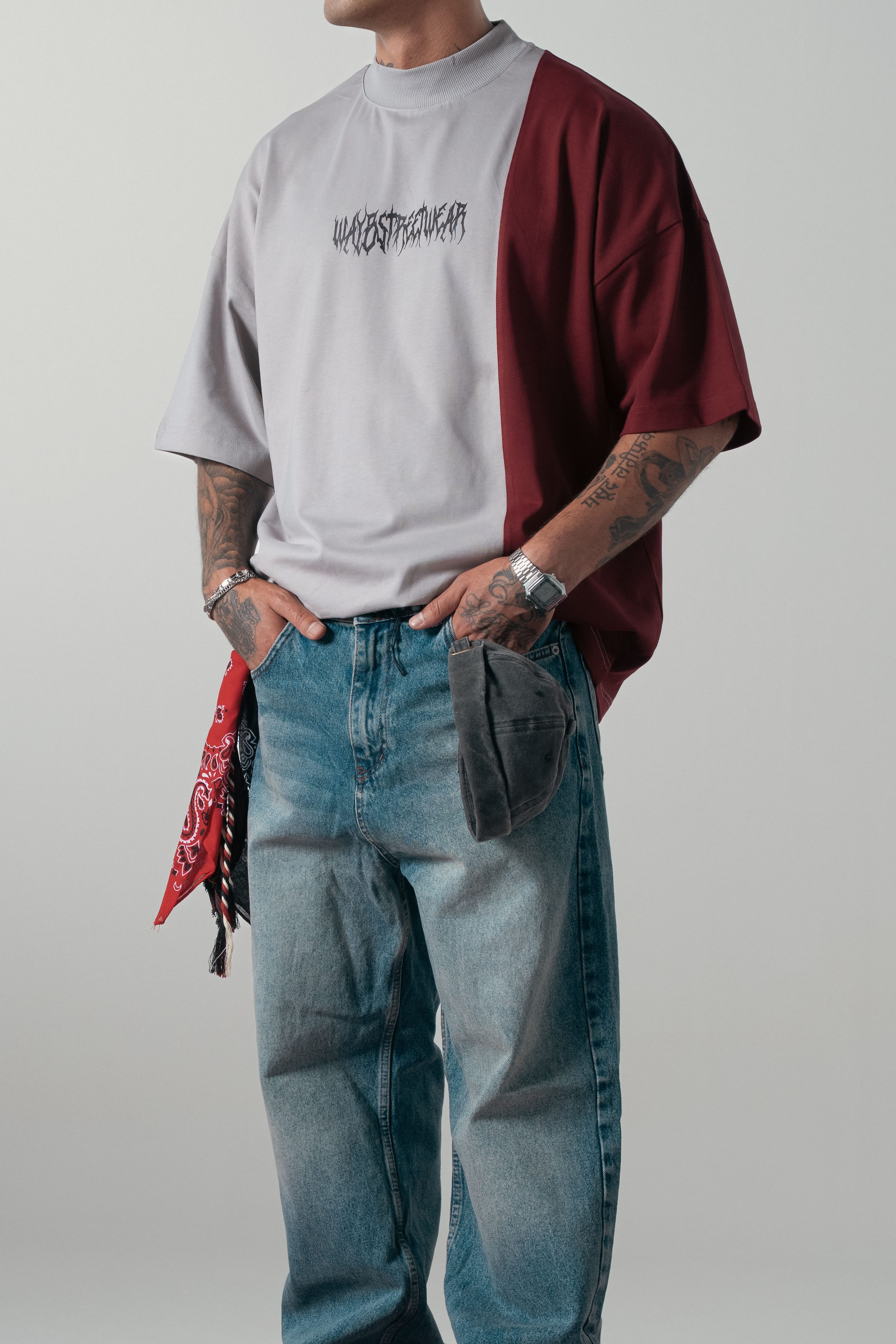 Waybstreetwear Parçalı Extra Oversize Tshirt