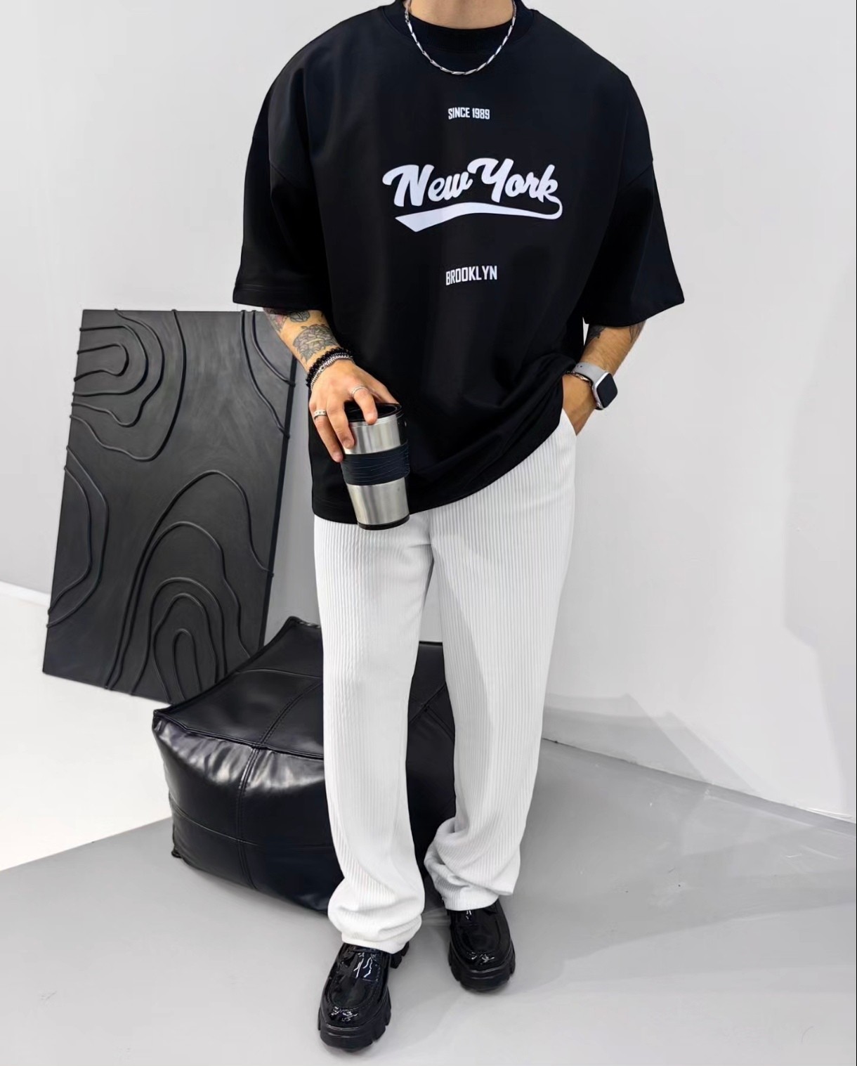 NewYork Extra Oversize SiyahTshirt