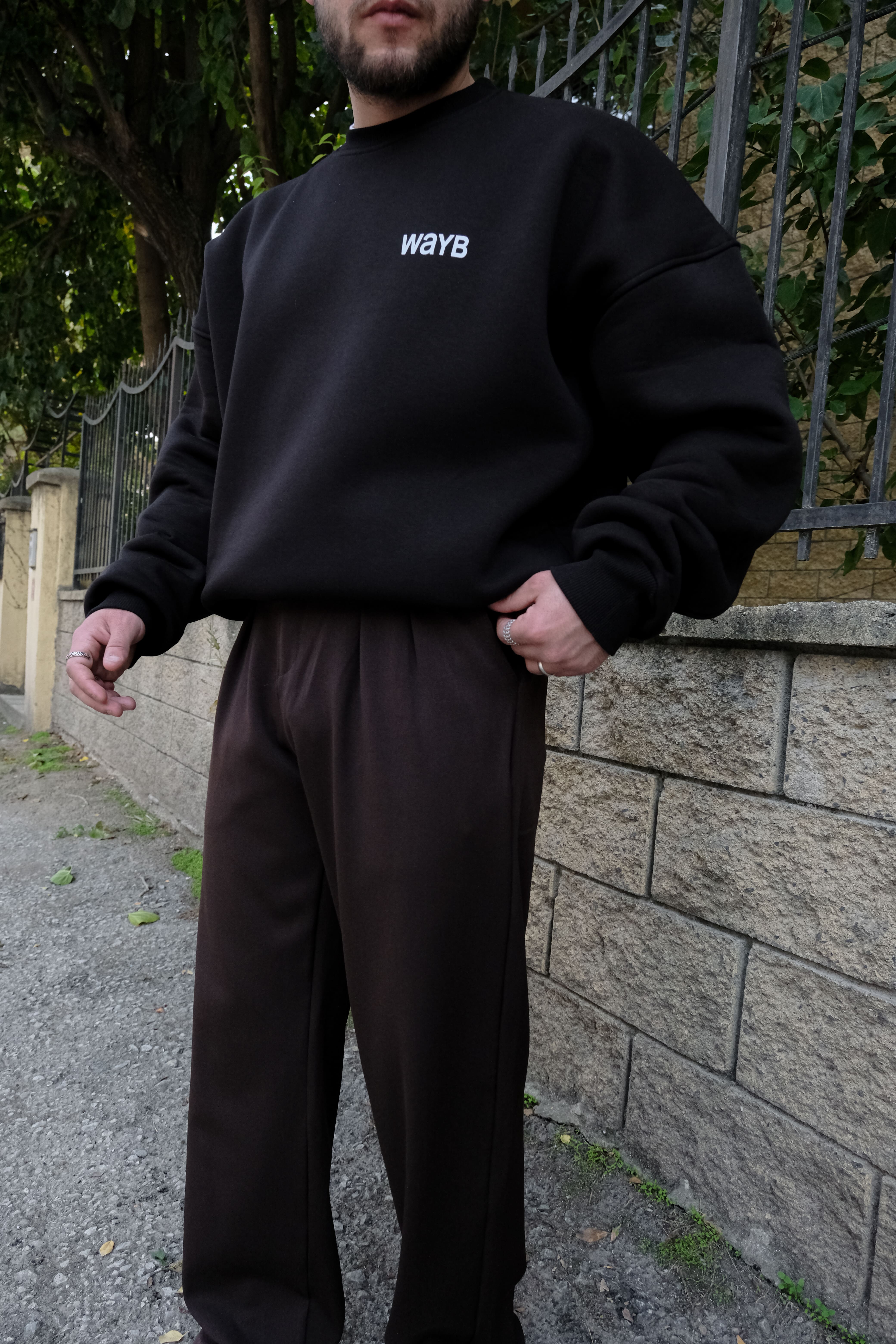 Wayb Bomber Extra Oversize Siyah Sweatshirt (Premium Ürün)