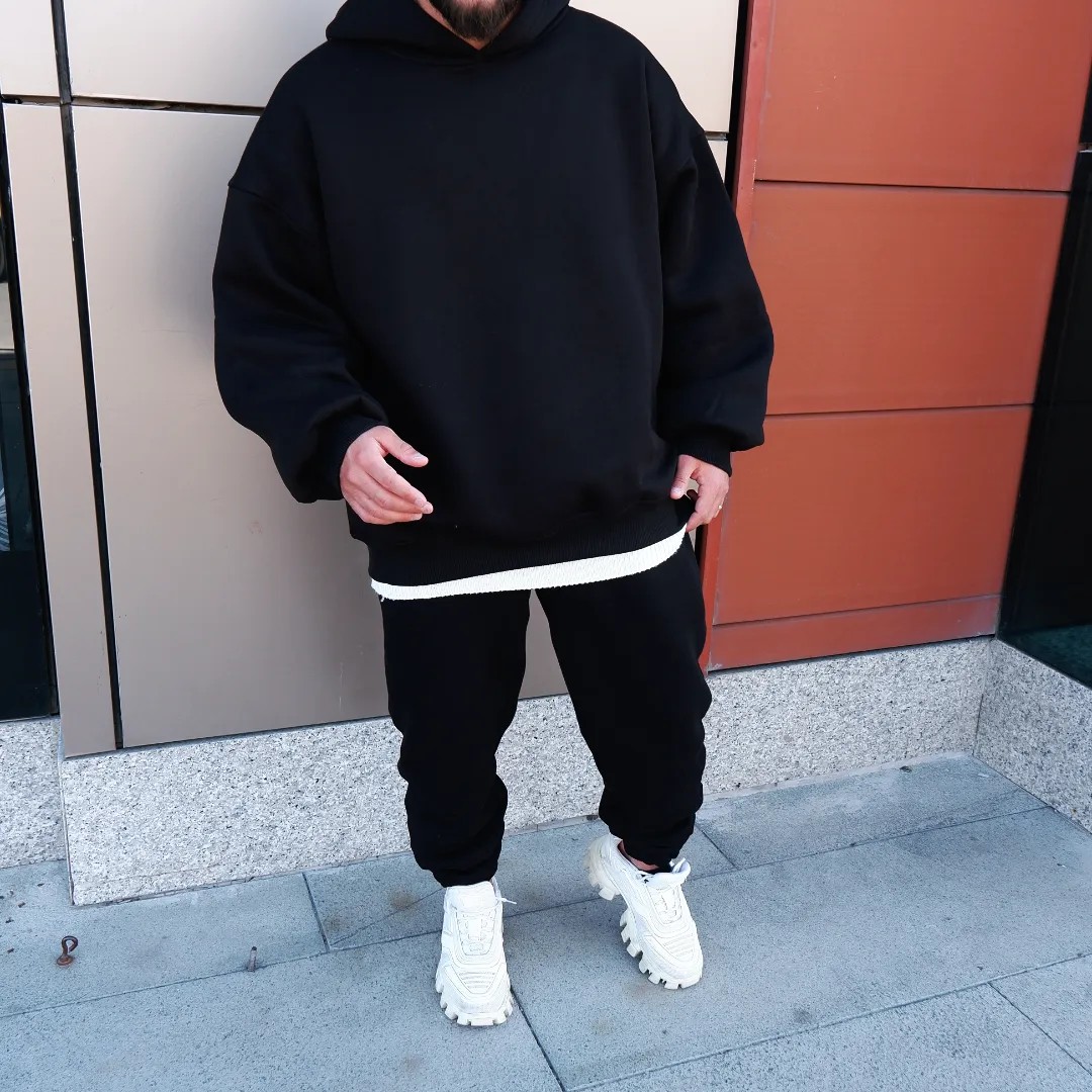Wsw Black Basic Oversize Hoodie