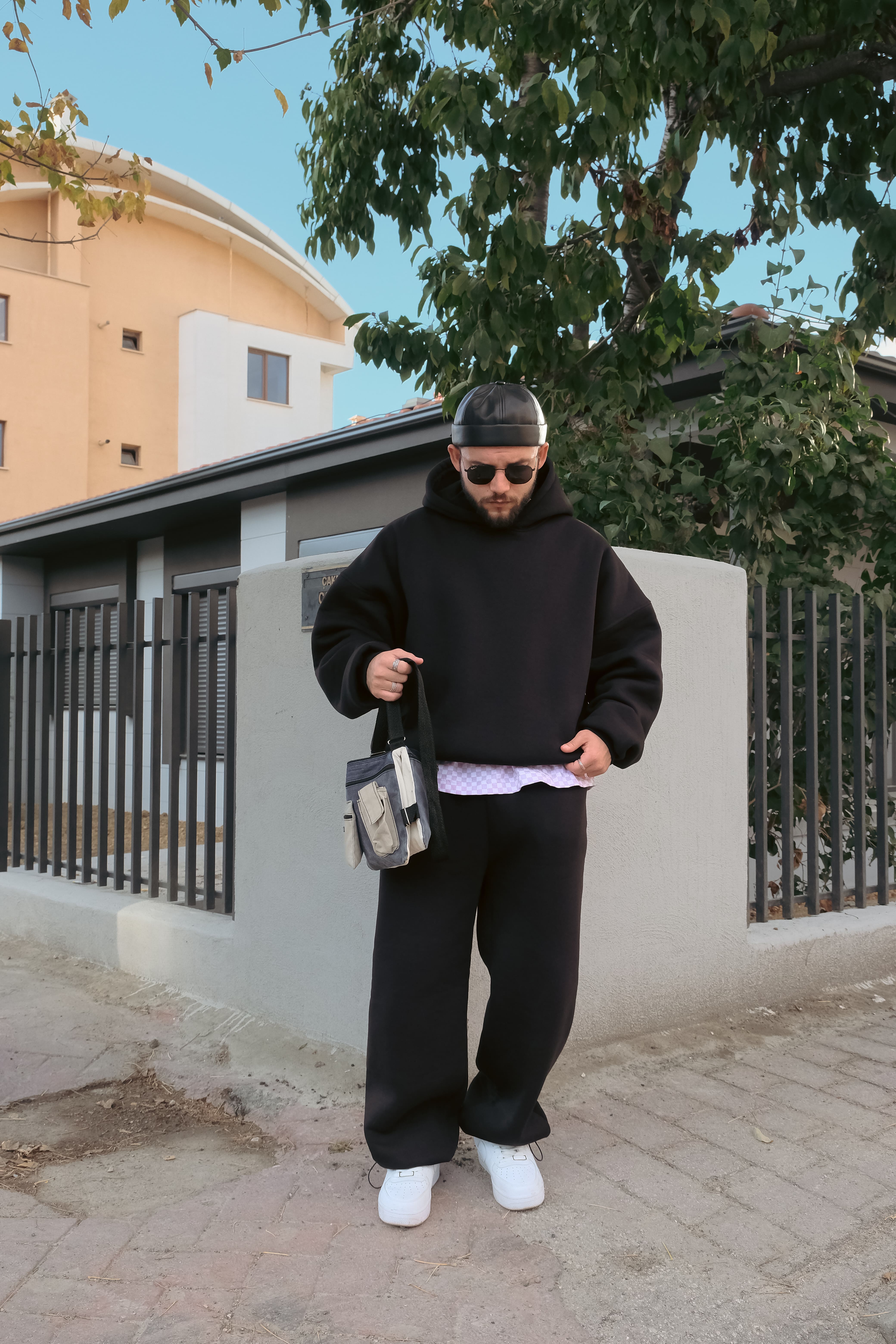 Bomber Extra Oversize Siyah Basic Hoodie ( premium ürün ) 