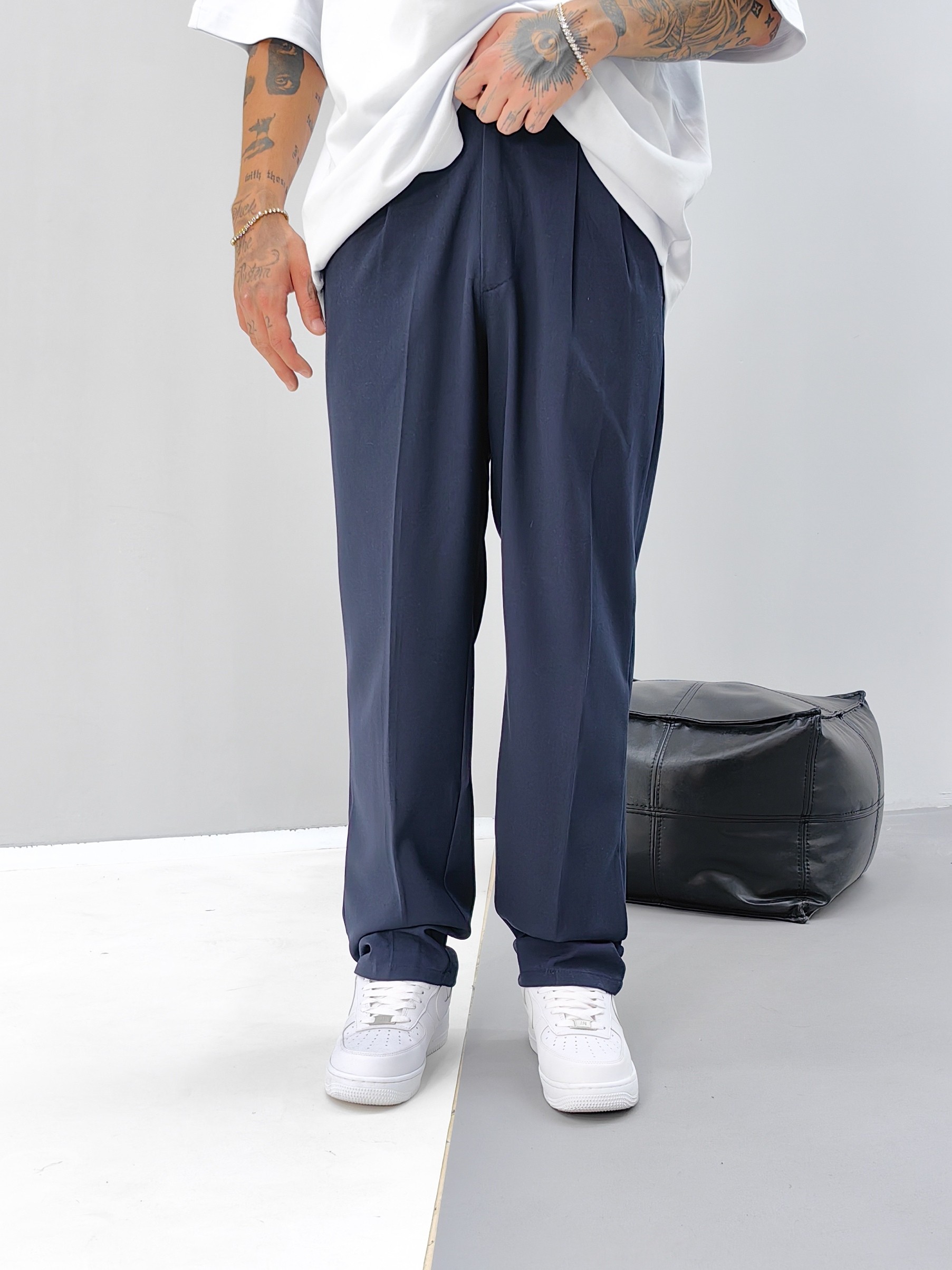 Lacivert Baggy Kumaş Pantolon