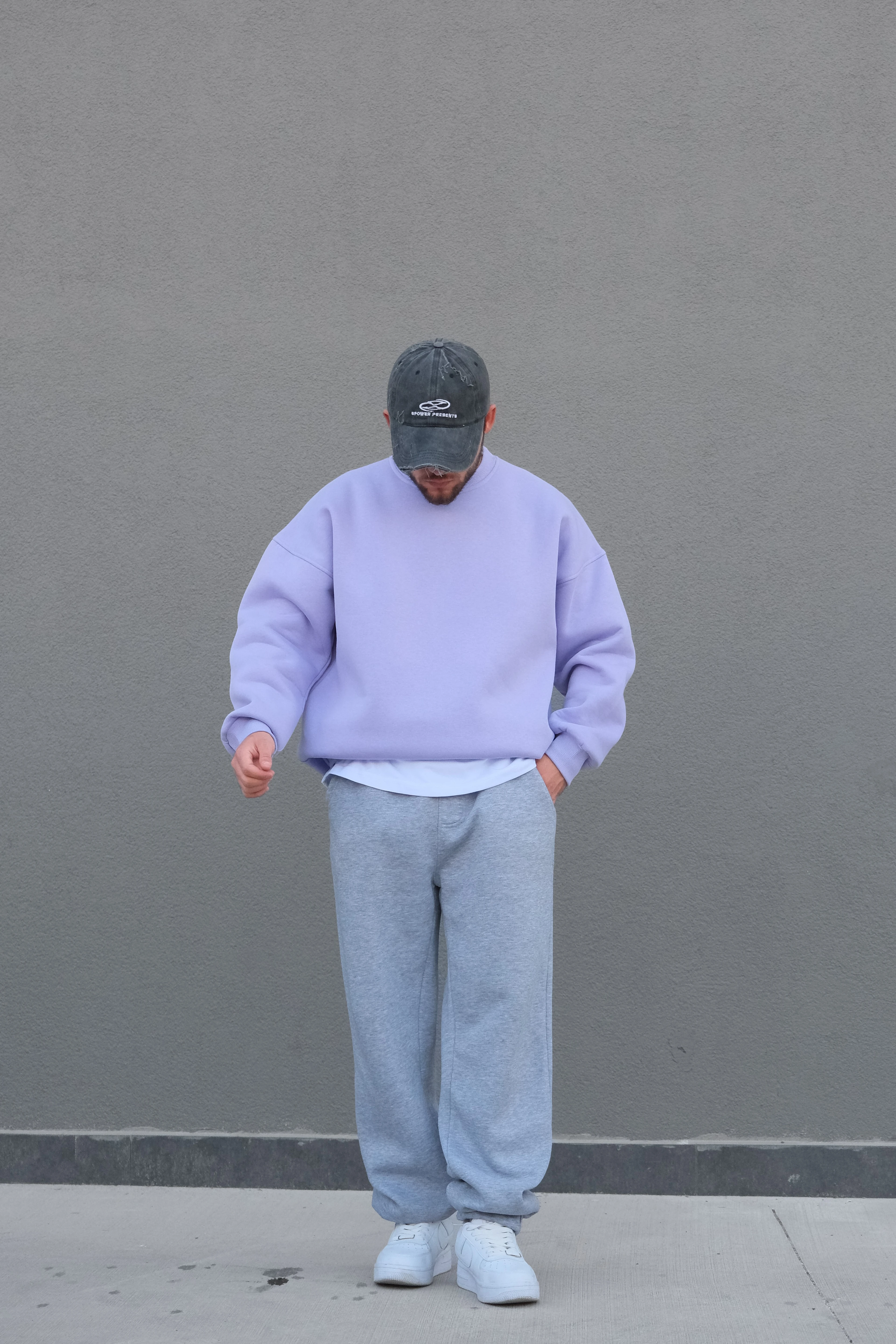 Lila Extra Oversize Basic Sweatshirt (Premium Ürün) 