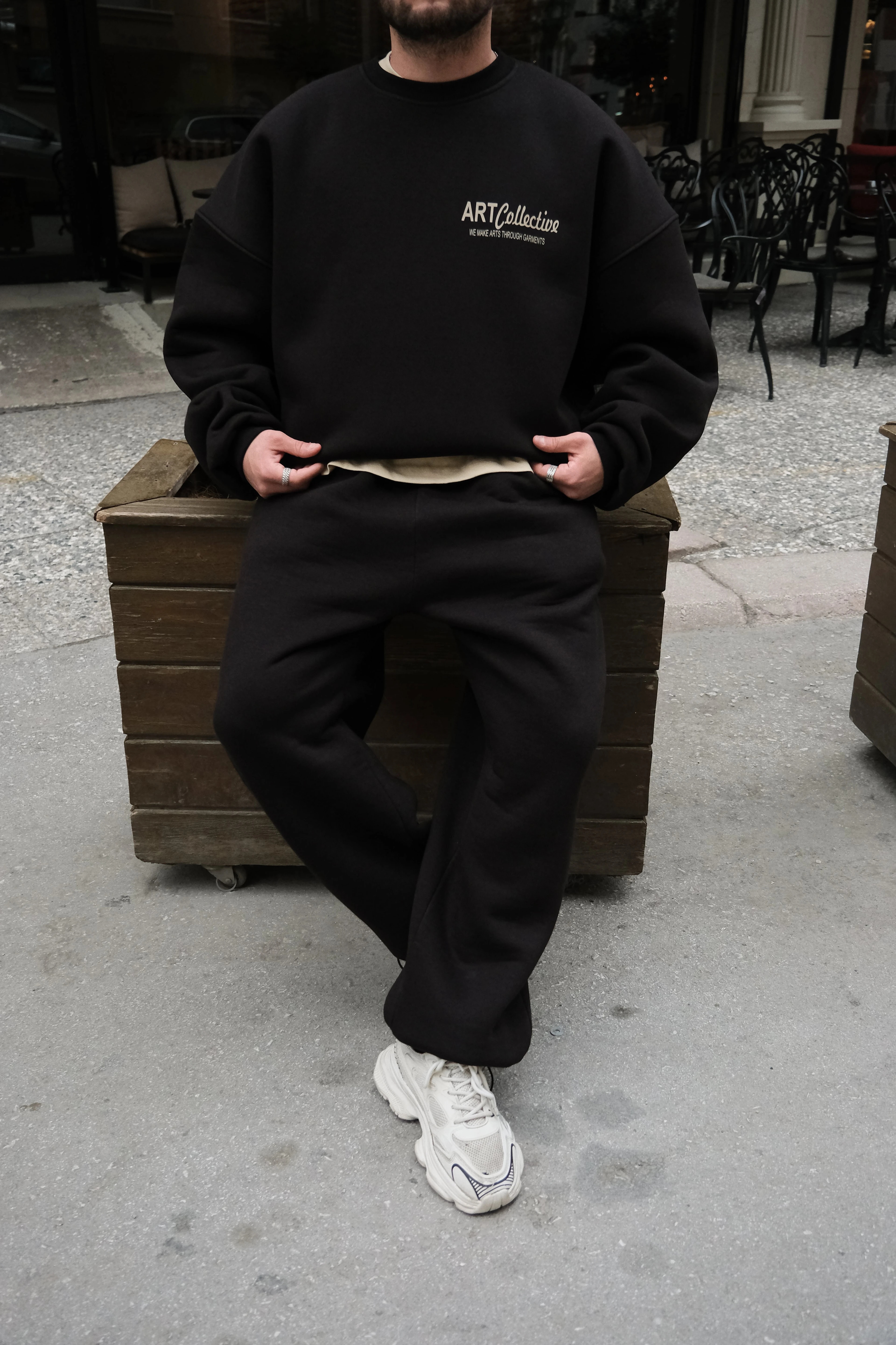 ArtCollective Bomber Extra Oversize Siyah Sweatshirt ( premium ürün )