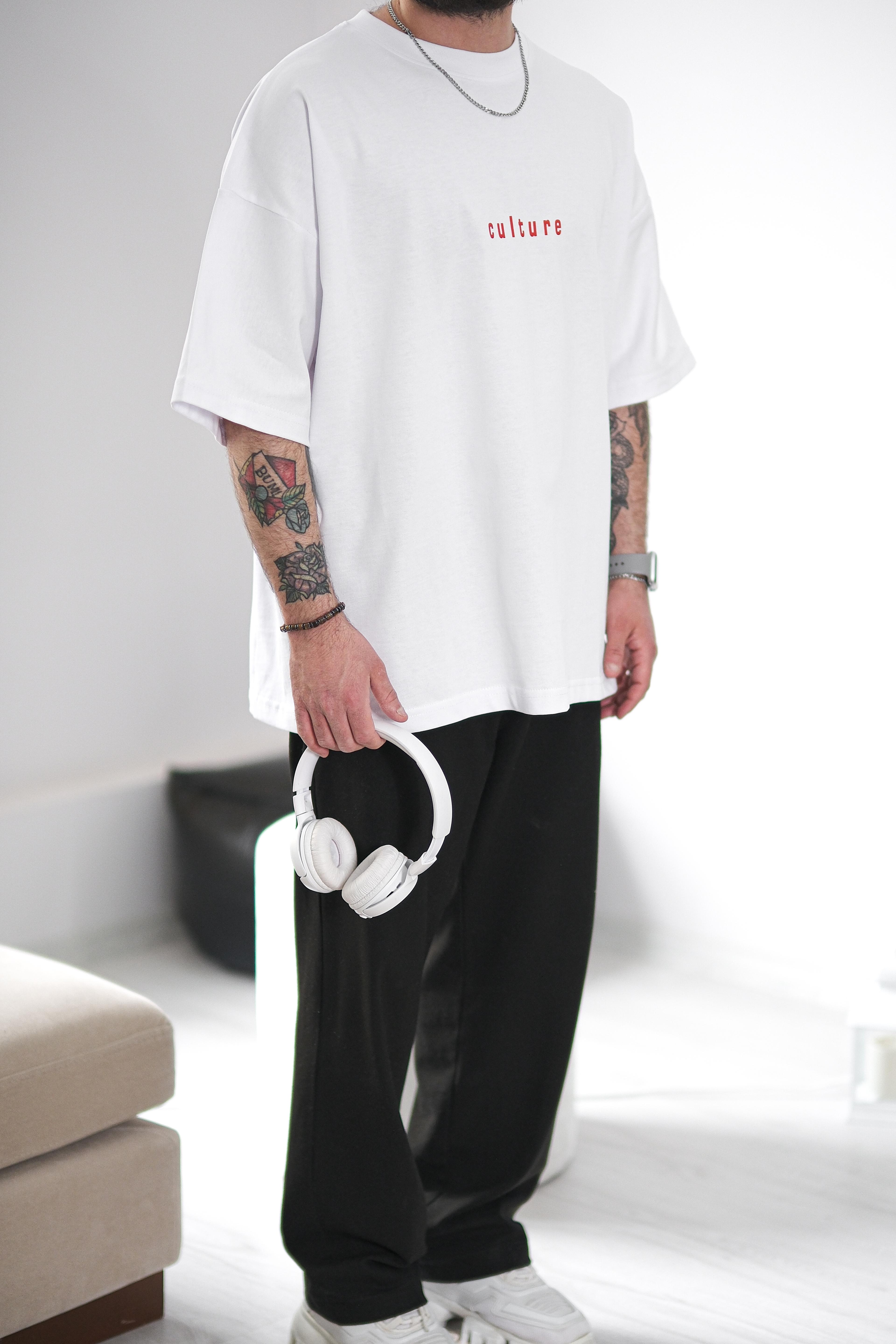 Culture Extra Oversize Beyaz Tshirt