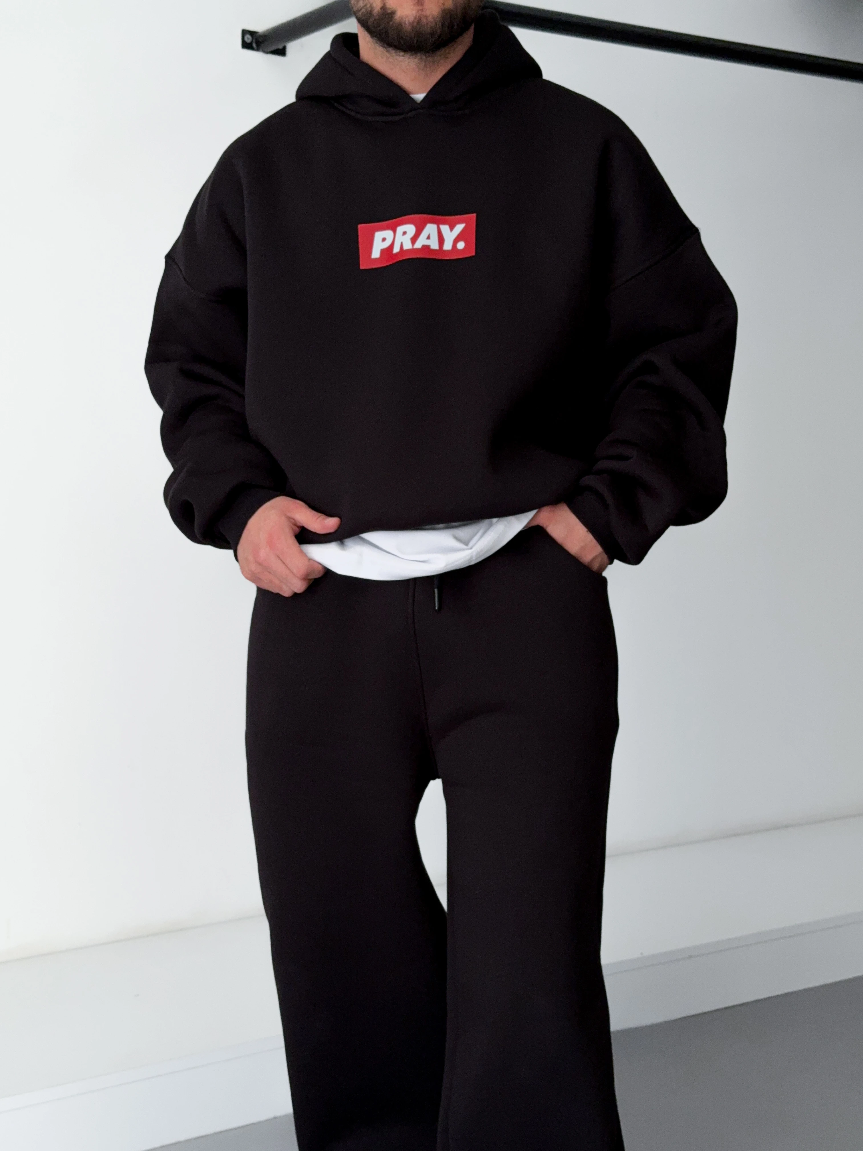 Pray Siyah Extra Oversize Hoodie