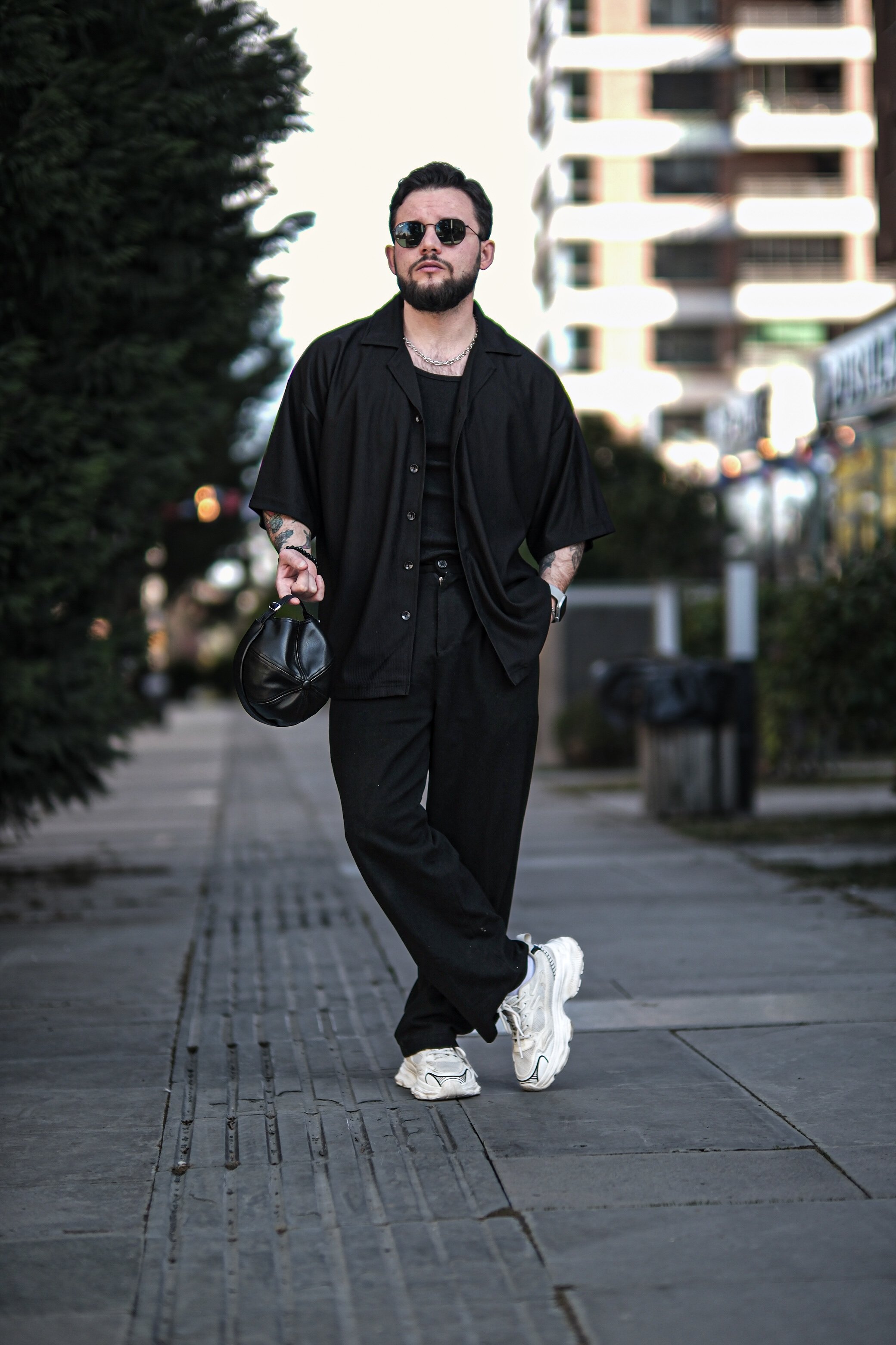 Fitilli Extra Oversize Fitilli Siyah Gömlek