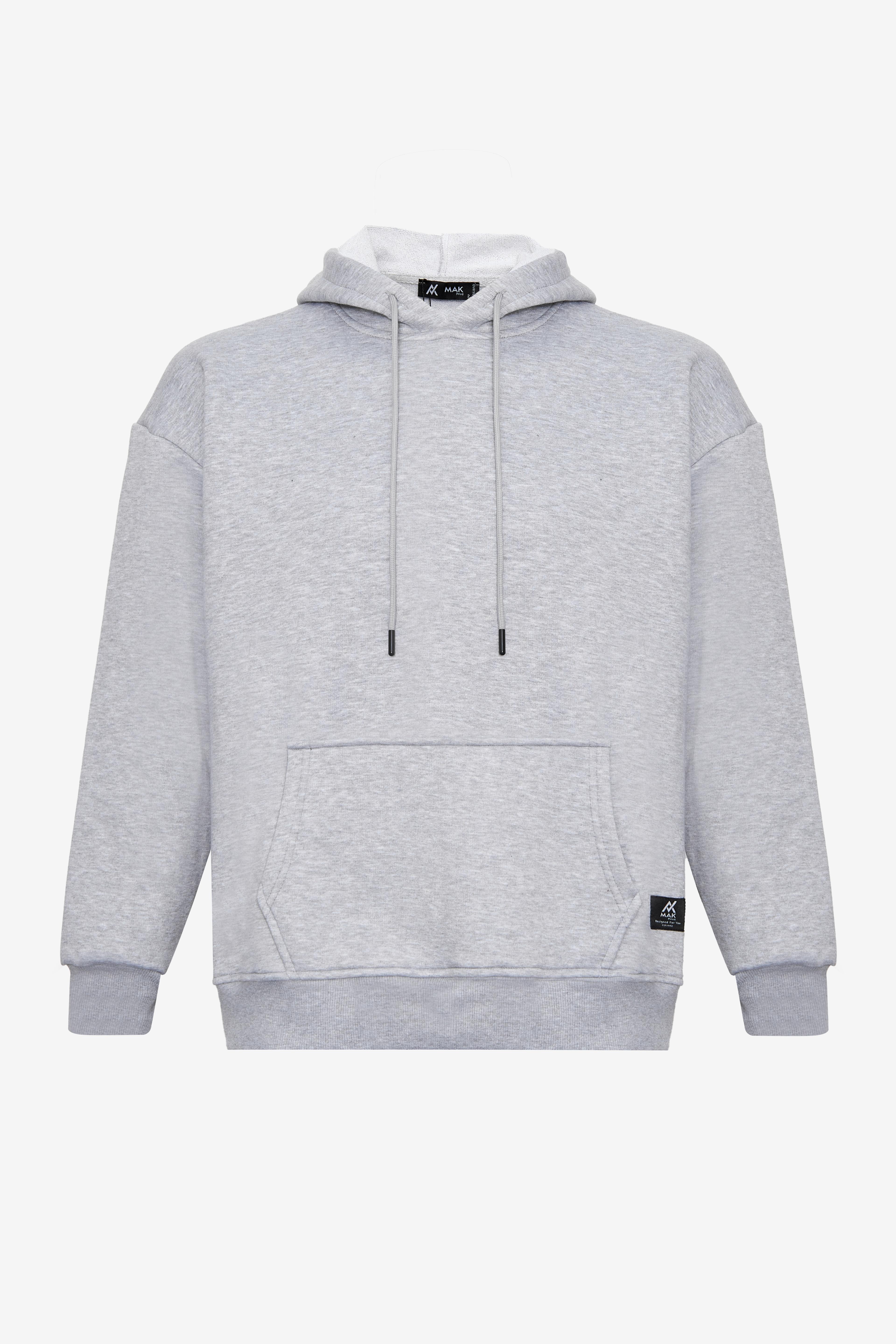 MAK Oversize Unisex Hoodie - Şardonsuz - Gri