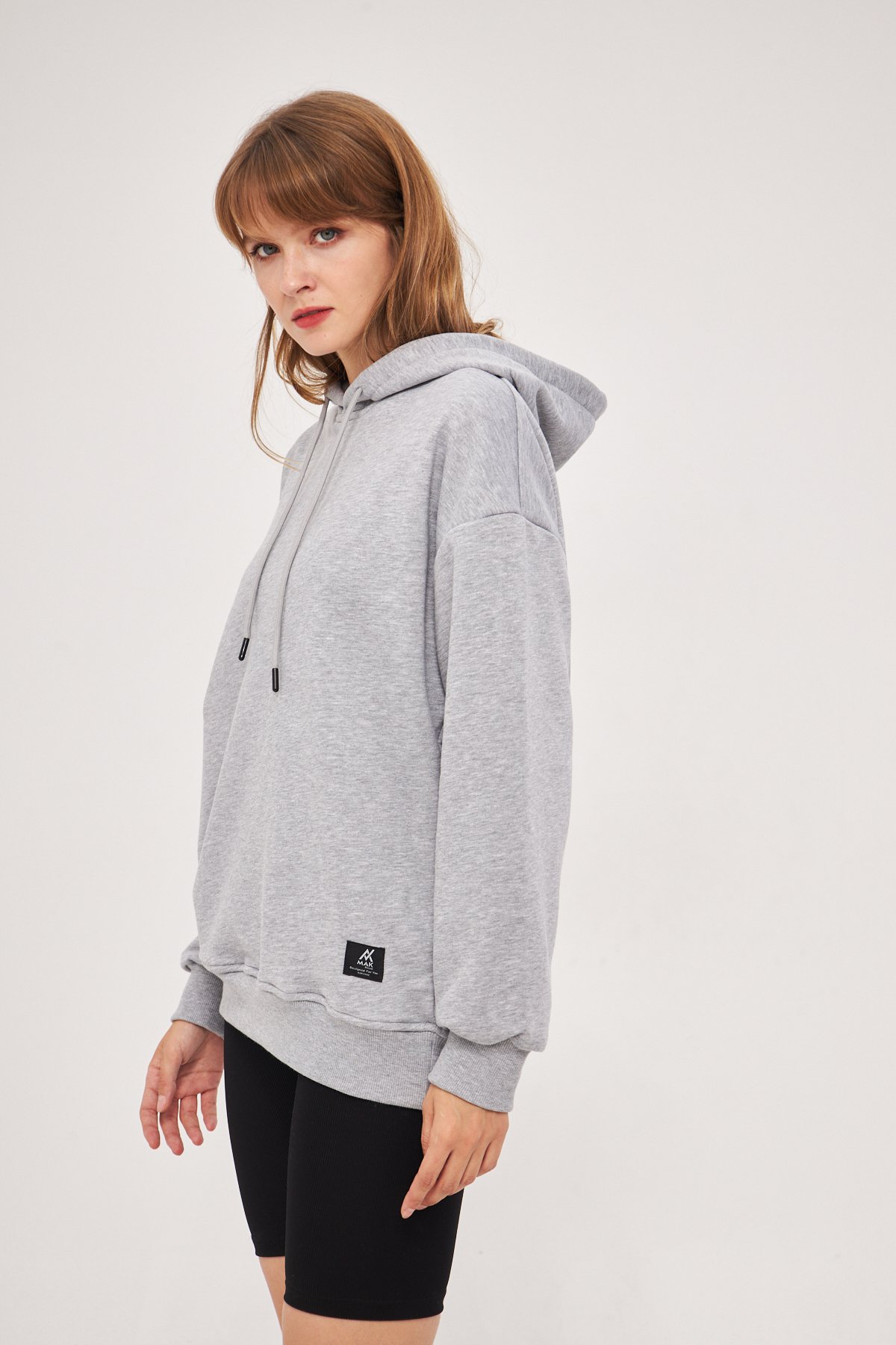 MAK Oversize Unisex Hoodie - Şardonsuz - Gri