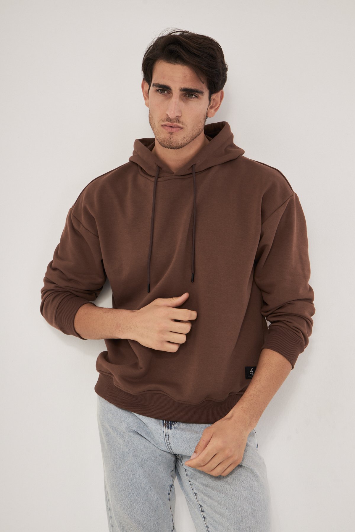 MAK Oversize Unisex Hoodie - Şardonsuz - Kahve Rengi