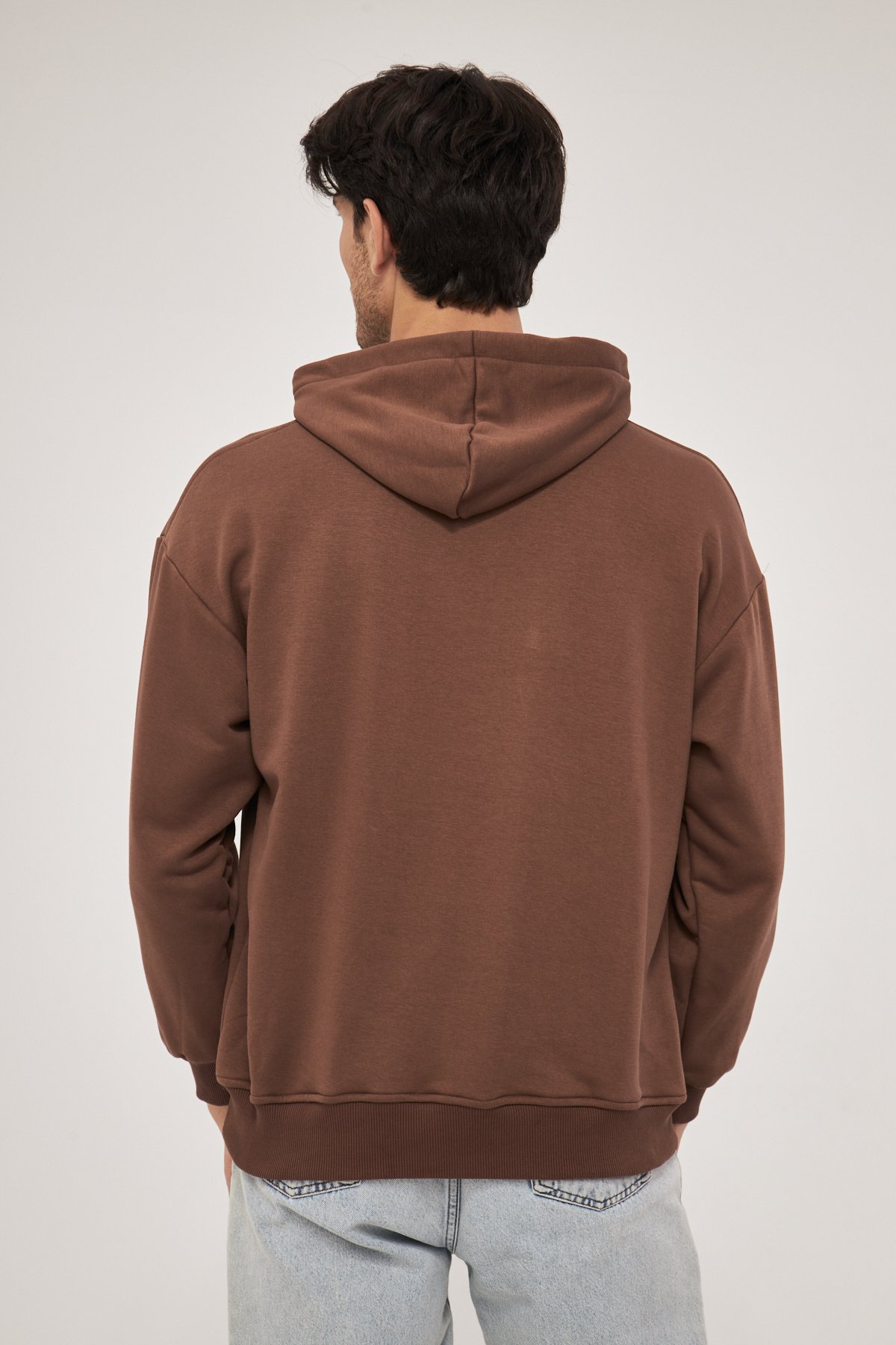 MAK Oversize Unisex Hoodie - Şardonsuz - Kahve Rengi