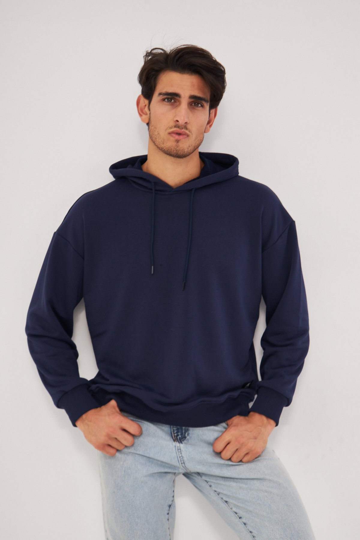 MAK Oversize Unisex Hoodie - Şardonsuz - Lacivert