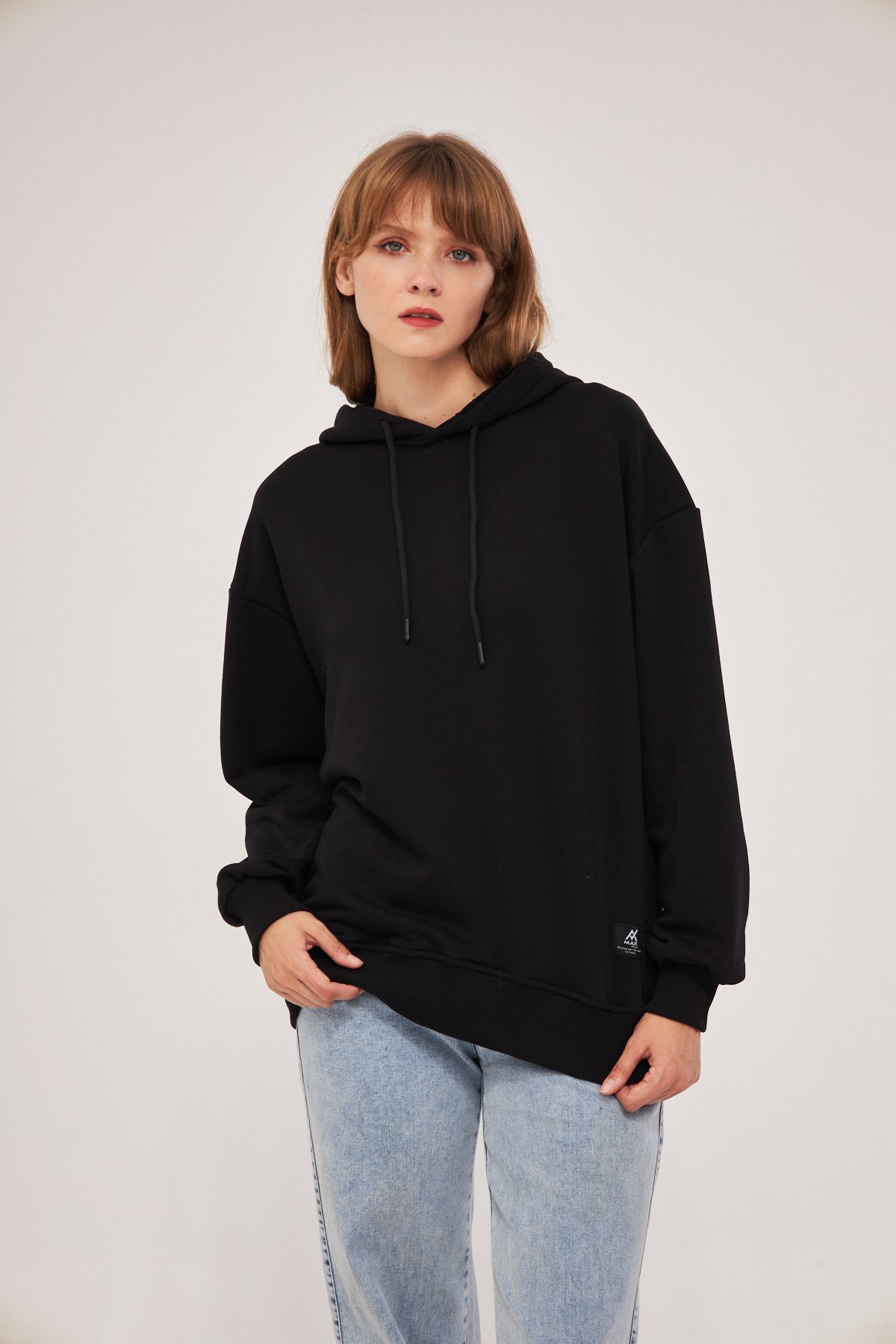 MAK Oversize Unisex Hoodie - Şardonsuz - Siyah