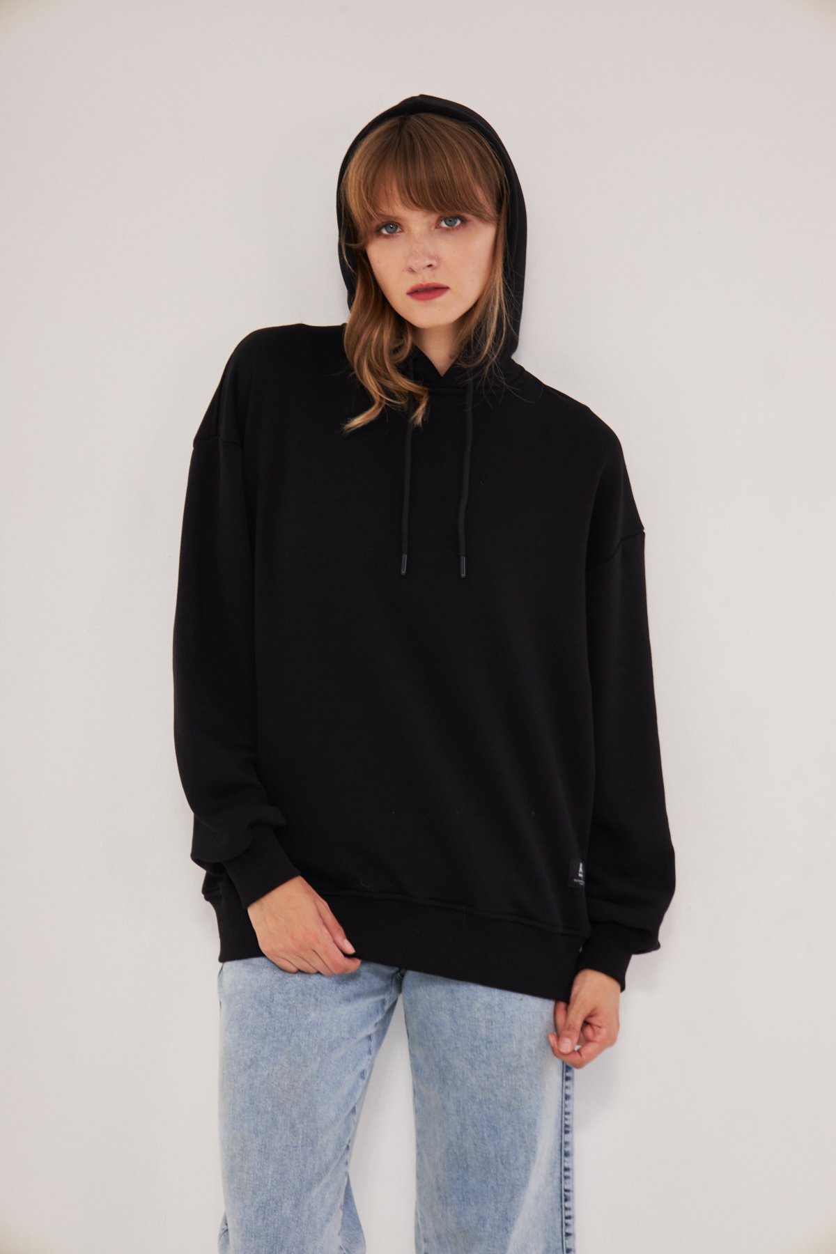 MAK Oversize Unisex Hoodie - Şardonsuz - Siyah