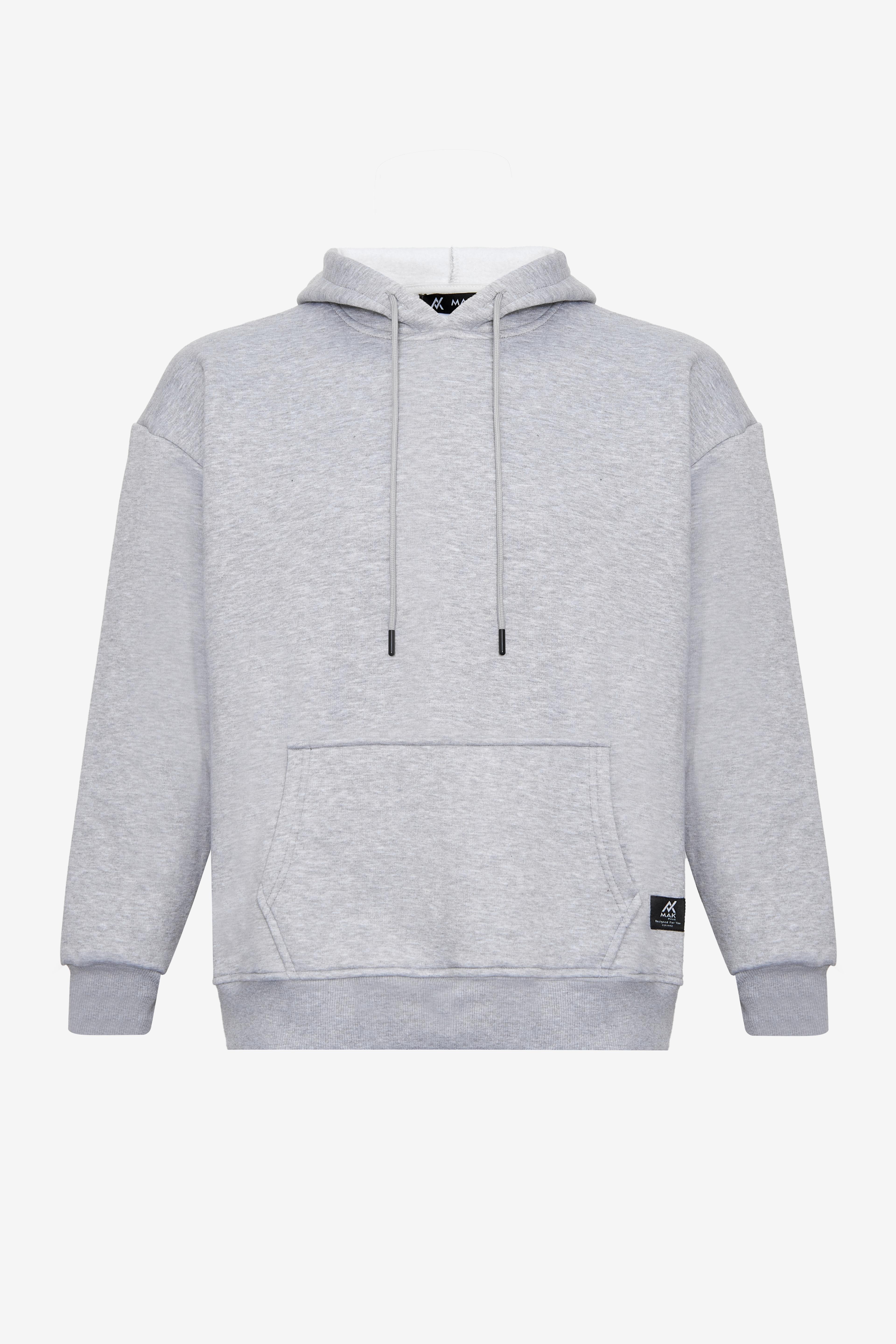 MAK Oversize Unisex Hoodie - Şardonlu - Gri