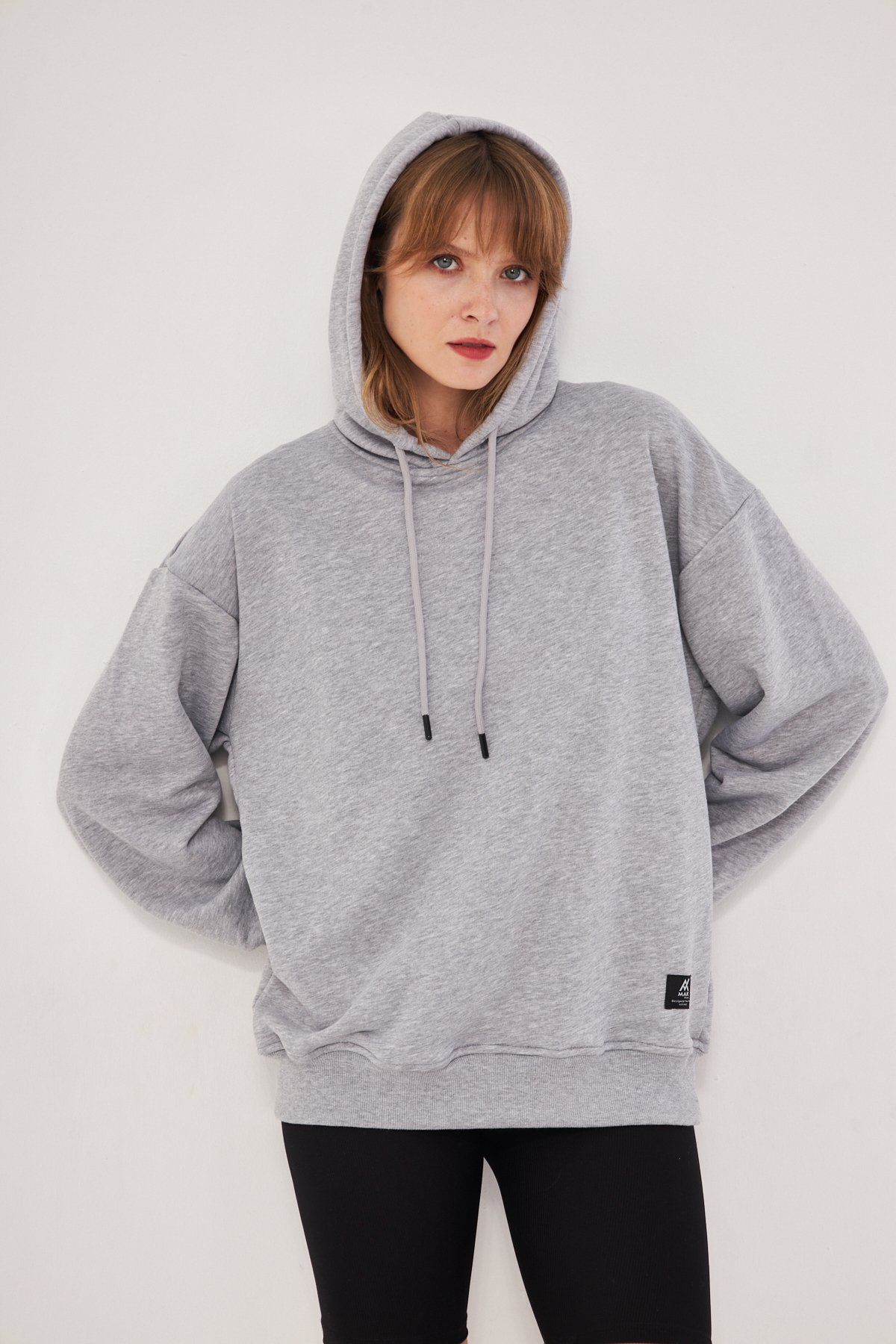 MAK Oversize Unisex Hoodie - Şardonsuz - Gri