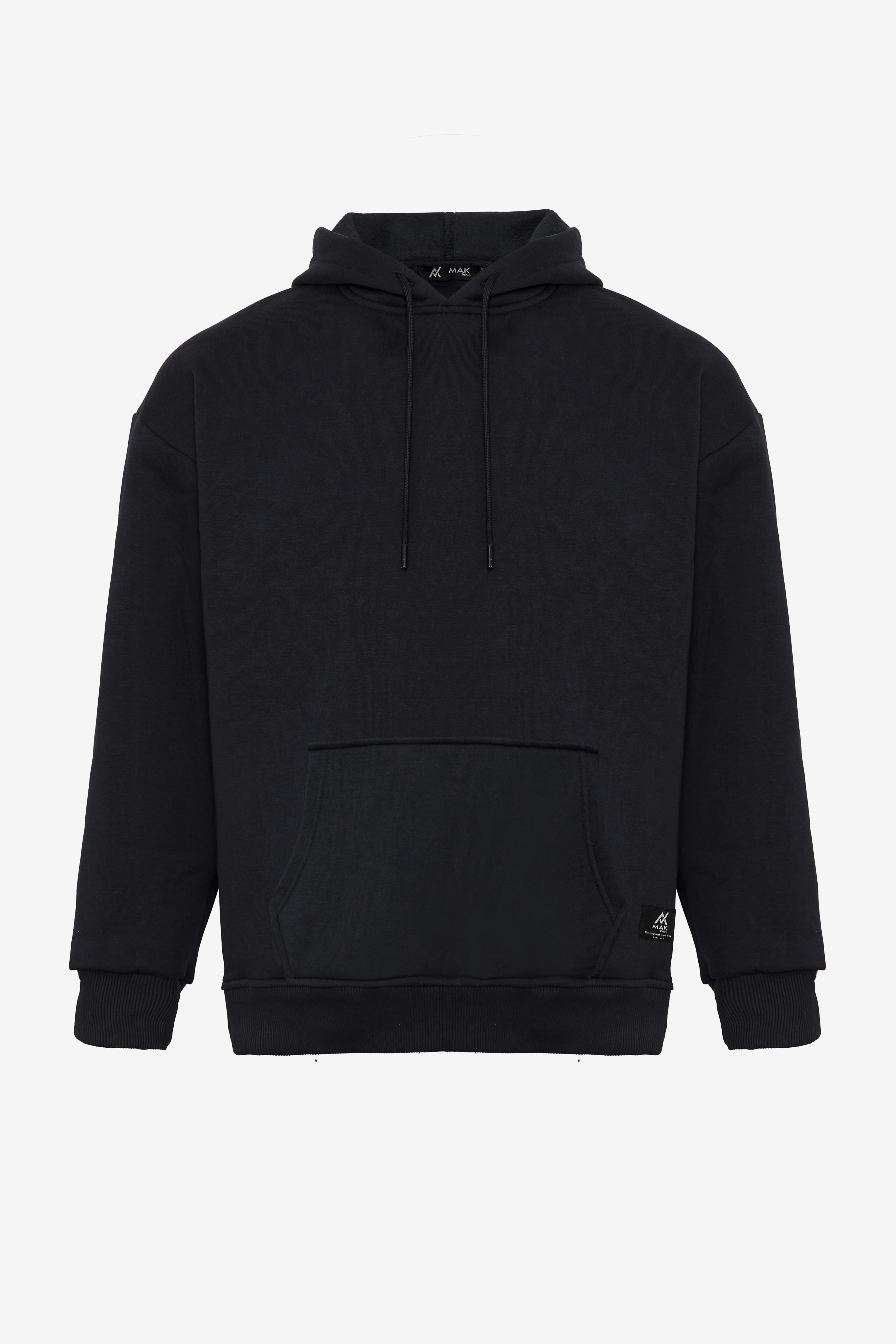 MAK Oversize Unisex Hoodie - Şardonlu - Siyah