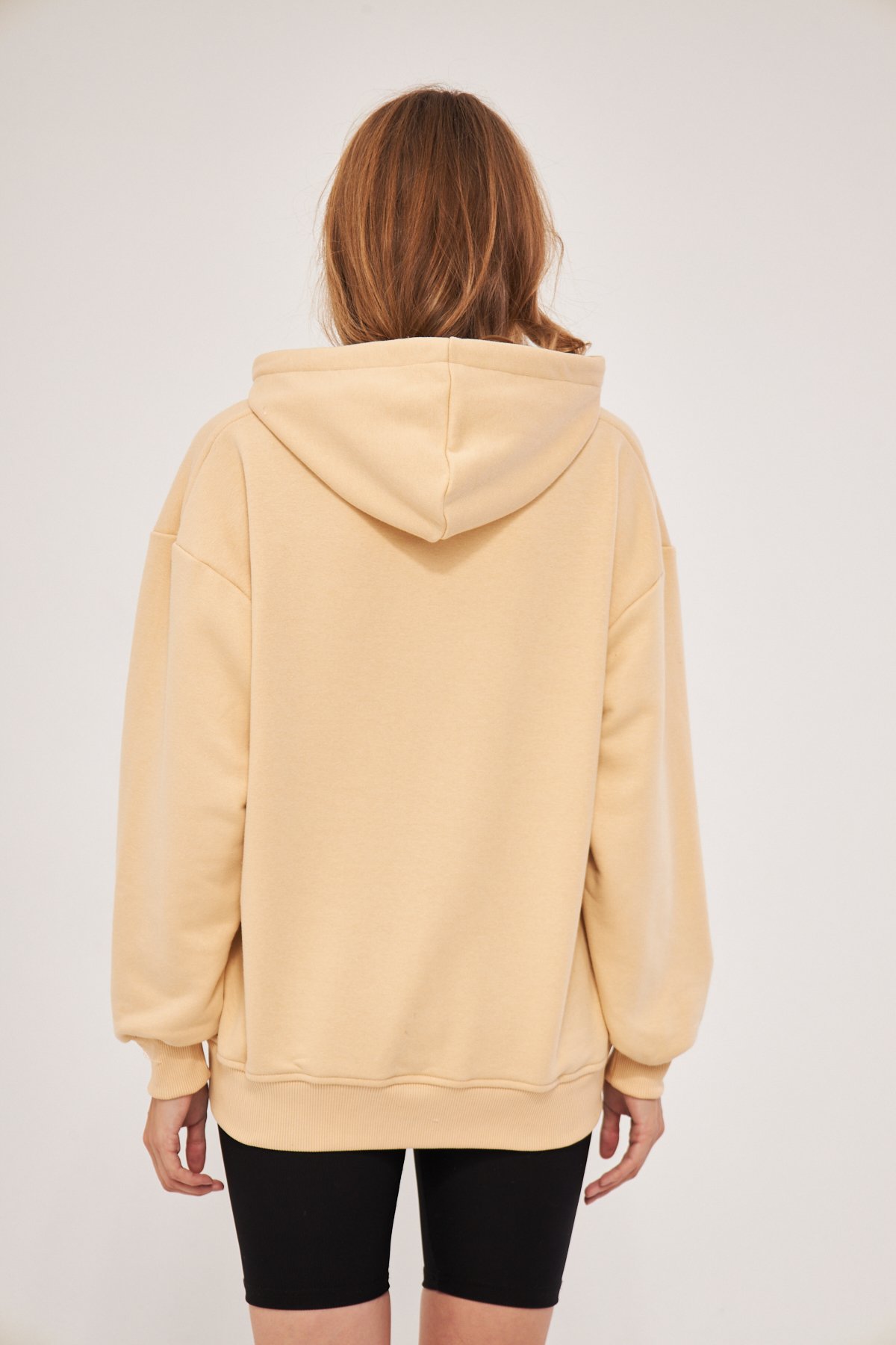 MAK Oversize Unisex Hoodie - Şardonsuz - Krem (Bej Rengi)