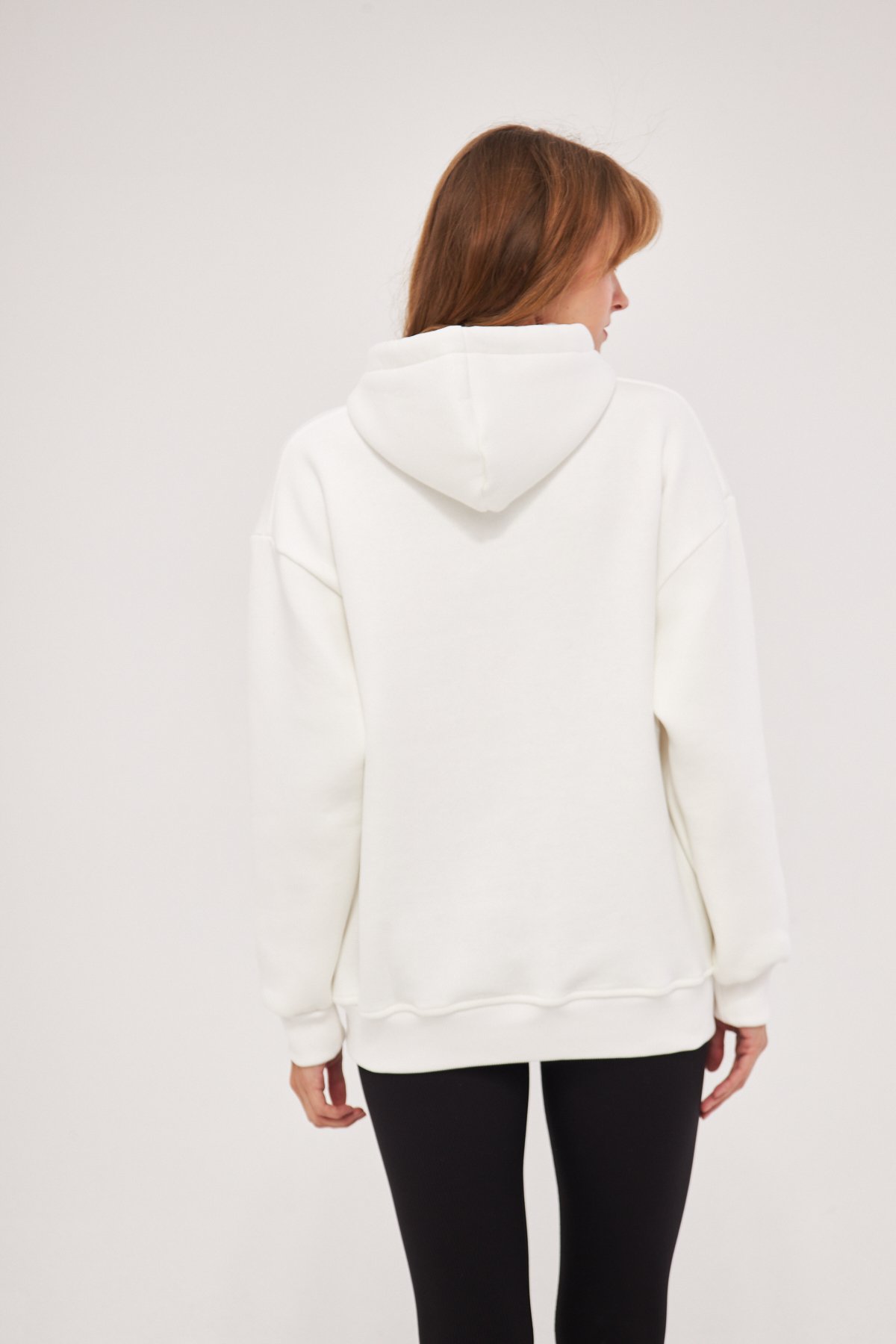 MAK Oversize Unisex Hoodie - Şardonlu - Beyaz