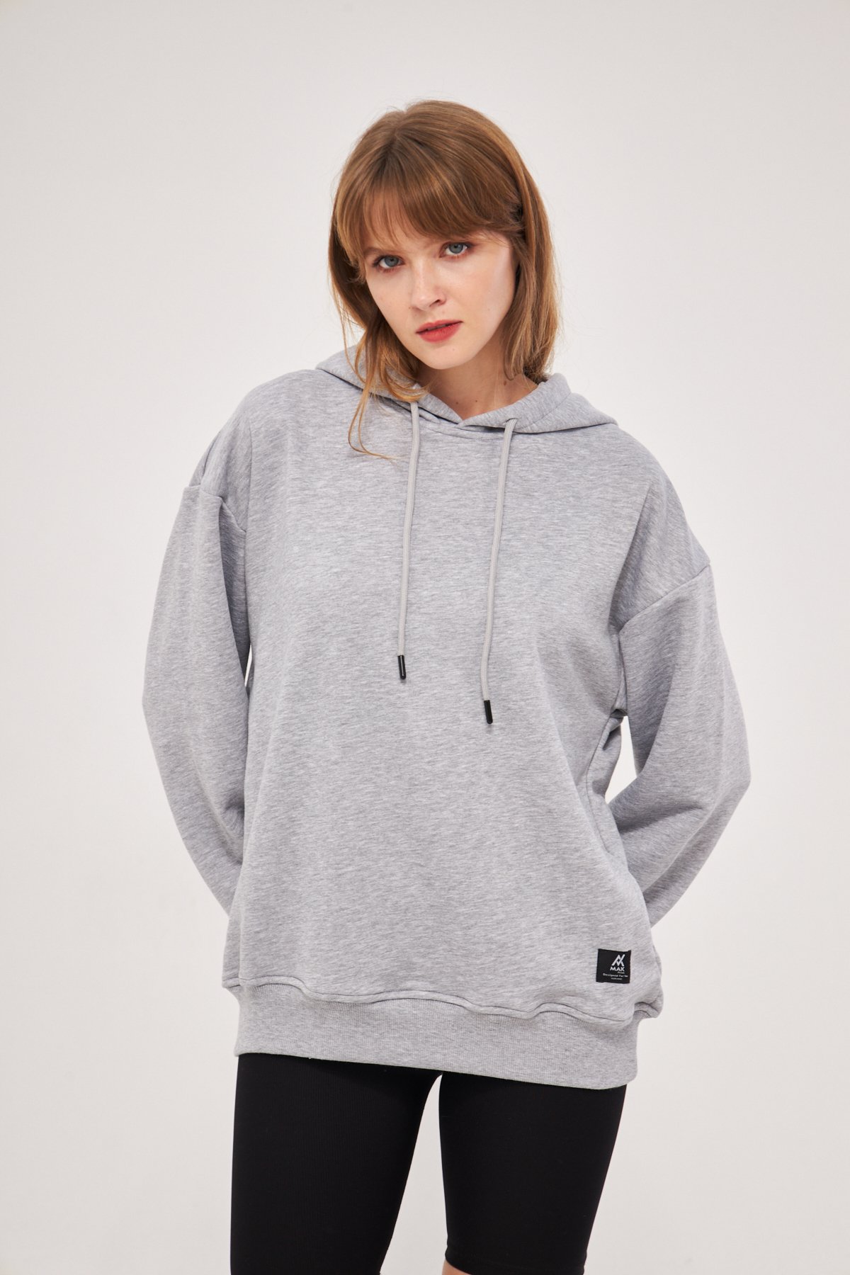 MAK Oversize Unisex Hoodie - Şardonsuz - Gri