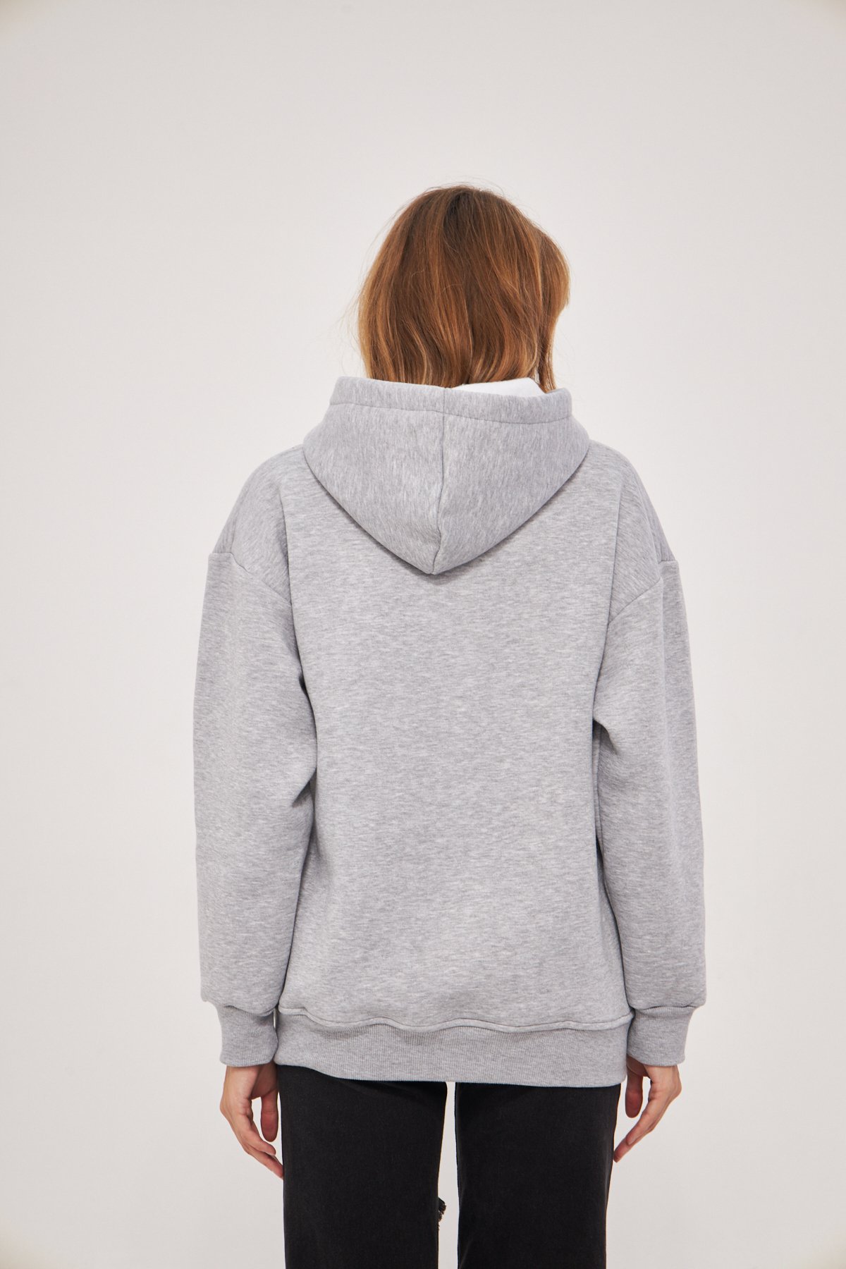 MAK Oversize Unisex Hoodie - Şardonlu - Gri