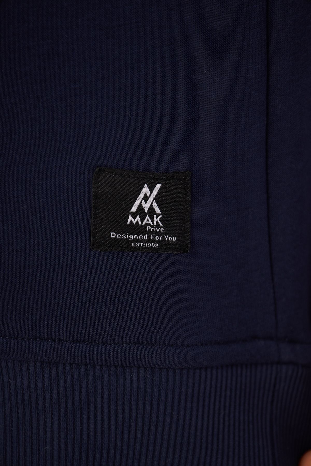 MAK Oversize Unisex Hoodie - Şardonlu - Lacivert