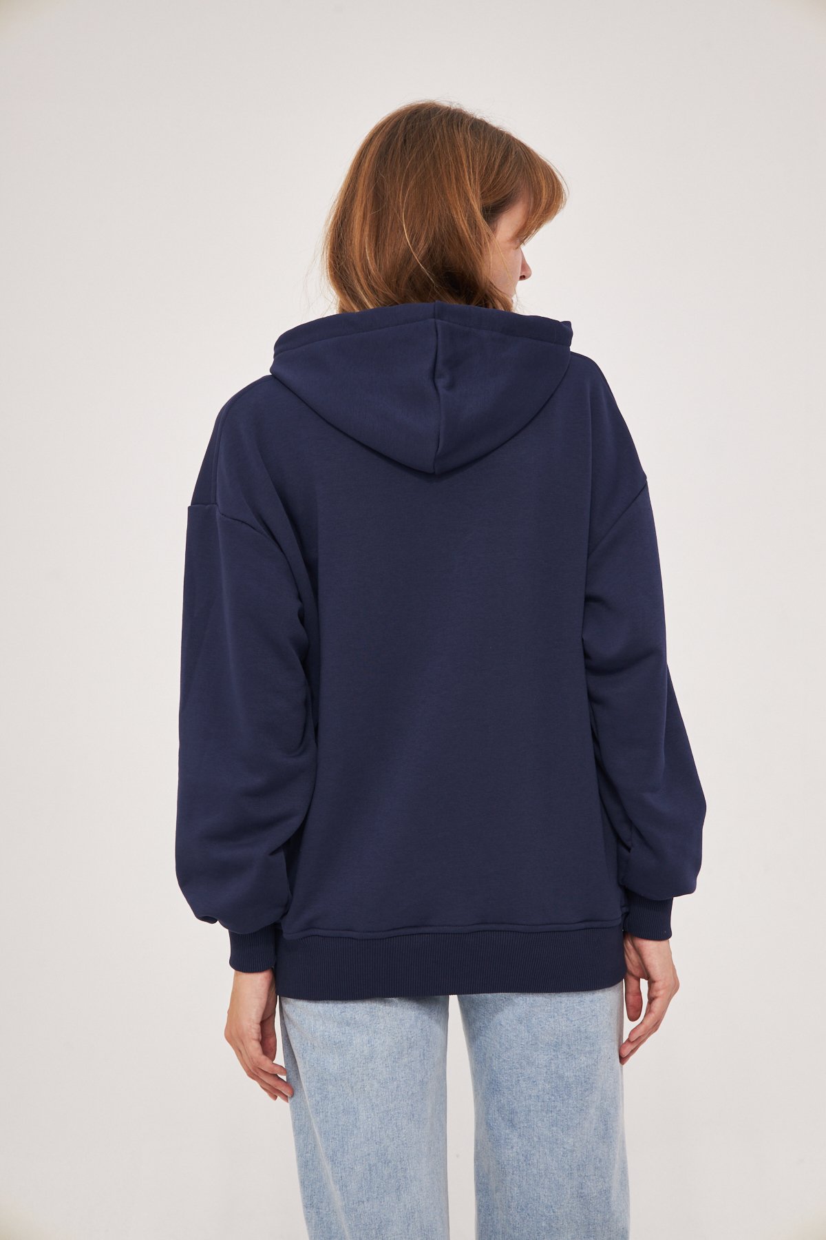 MAK Oversize Unisex Hoodie - Şardonsuz - Lacivert