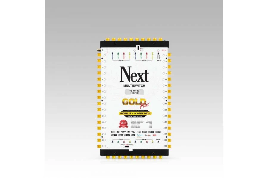 Next YE 10/32 Hybrid Gold Plus 4K Uydu Santrali+Adaptör