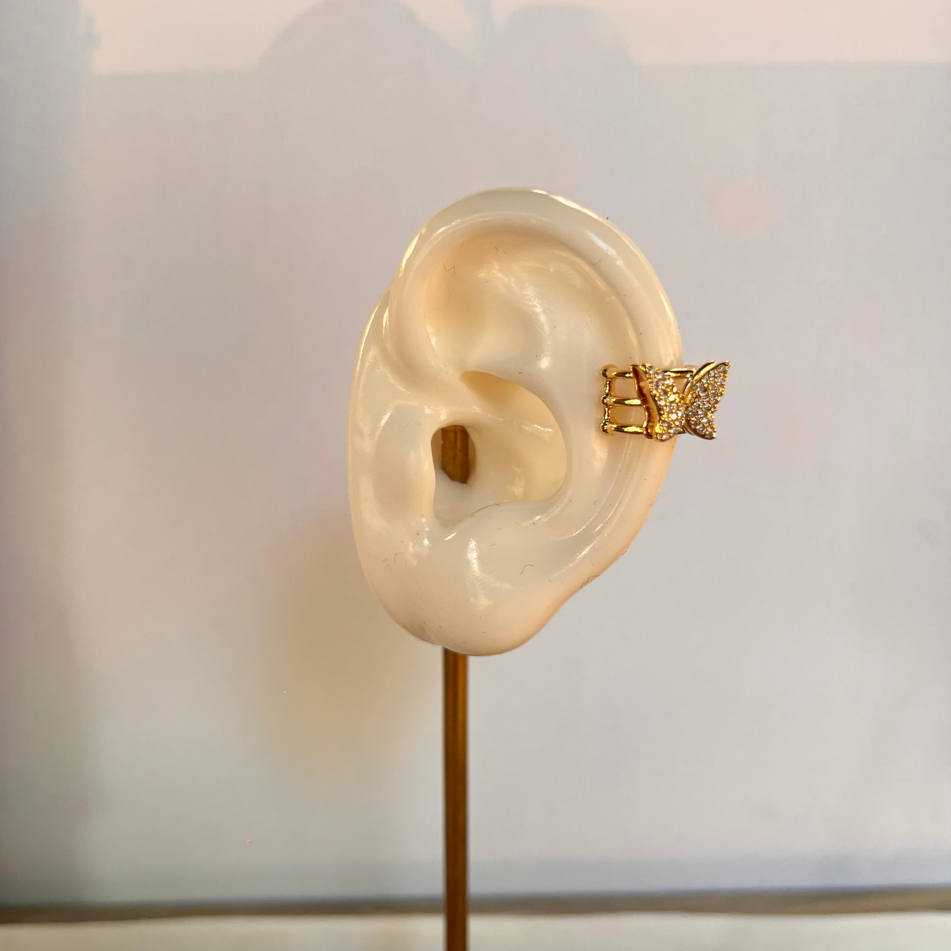 Zirkon Taşlı Kelebek Gold Kıkırdak 1187