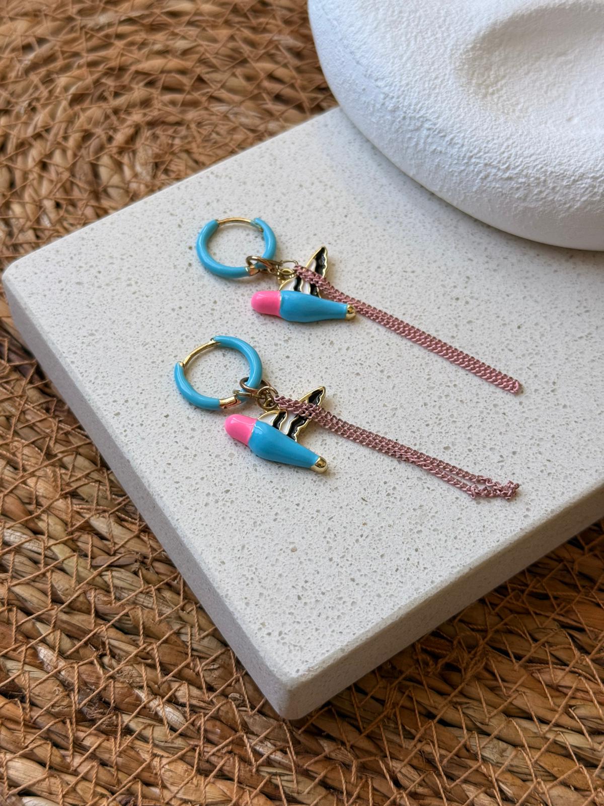 Özel Tasarım Açık Mavi Halka Sallantılı Küpe 830