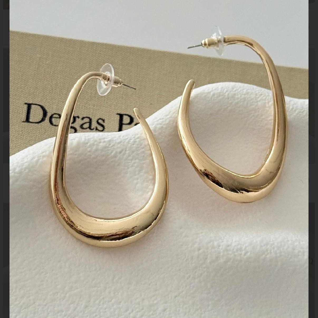 Gold Oval Halka Küpe 624 