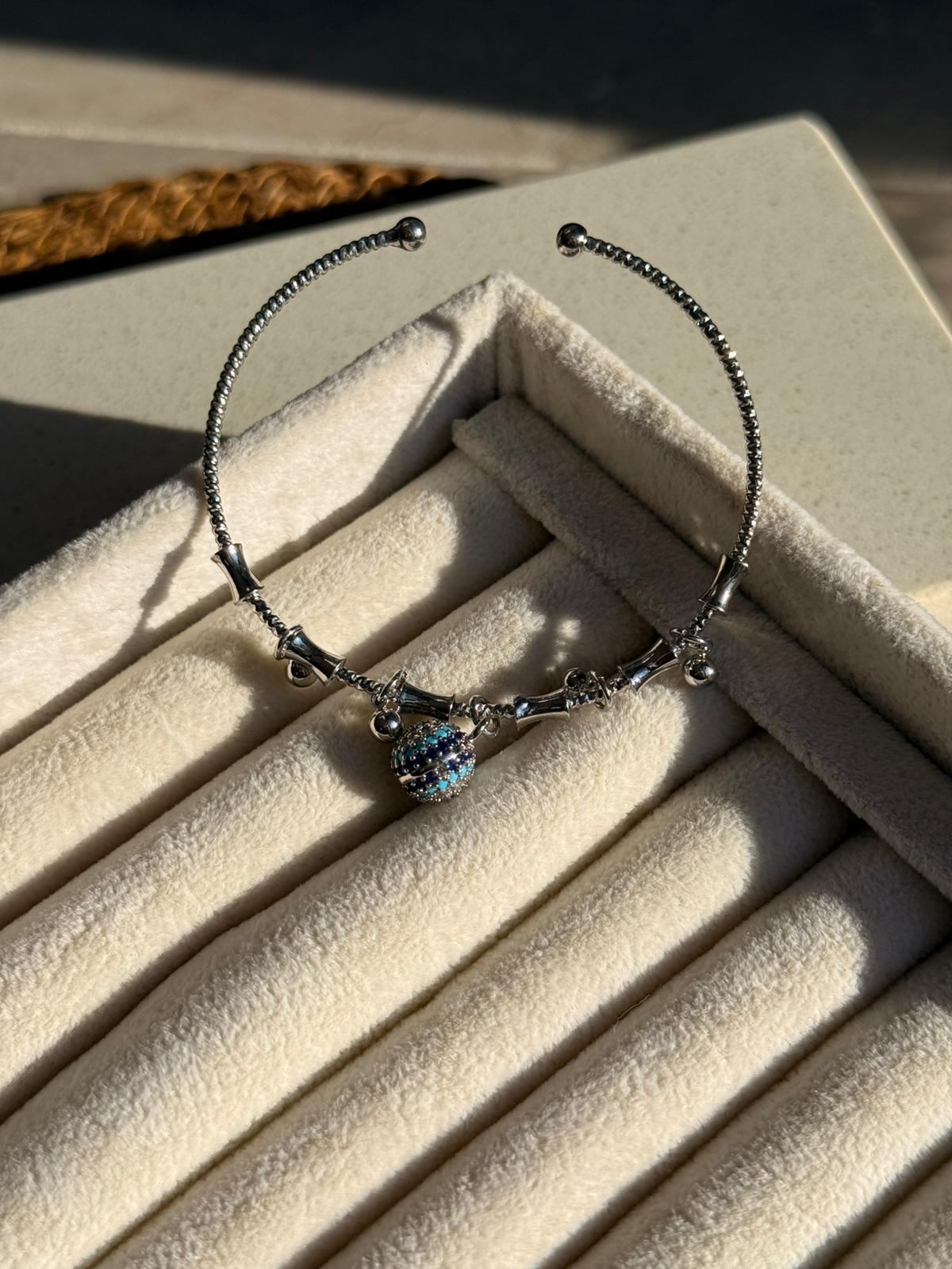 Nazar Boncuklu Zirkon Taşlı Silver Bileklik 1111