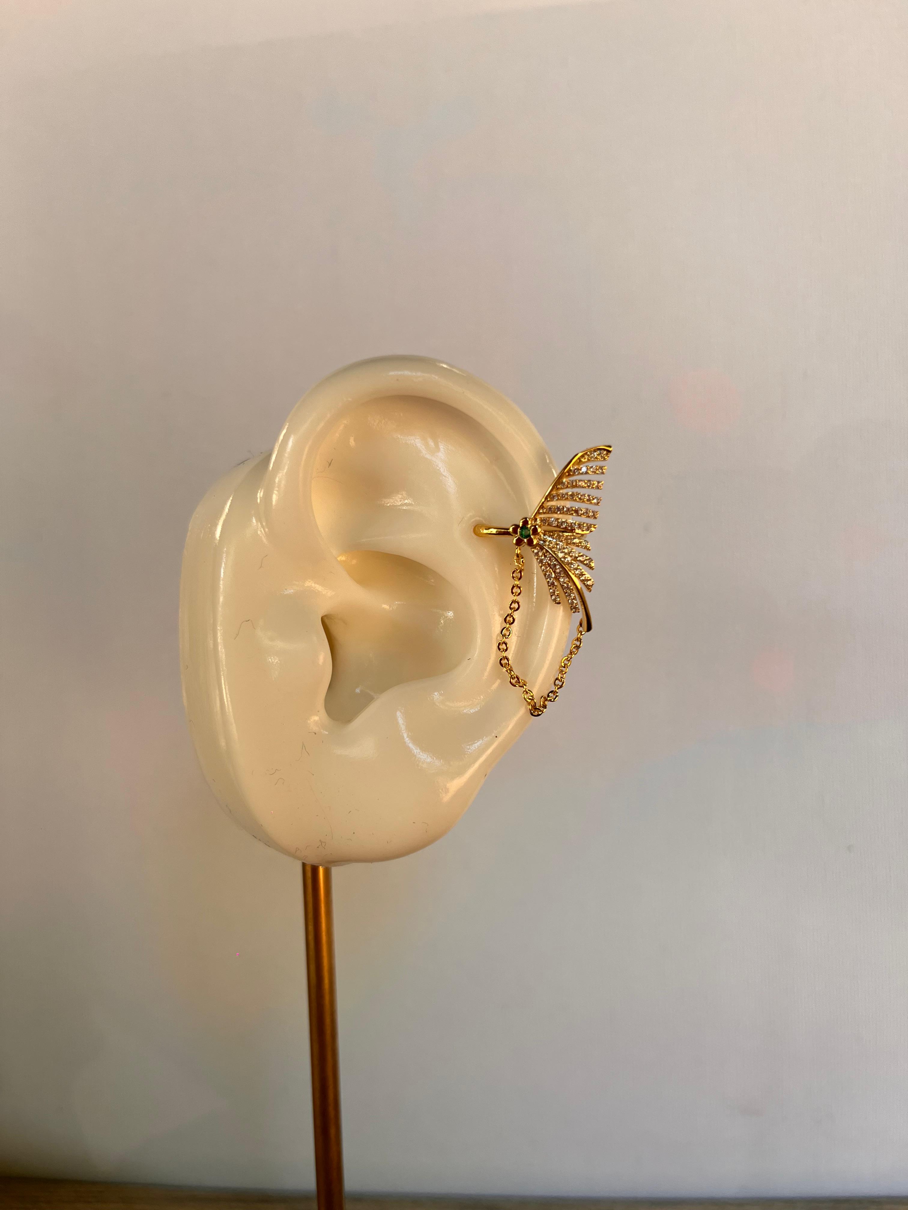 Özel Tasarım Gold  Kuğu Model Kıkırdak Küpe 1182