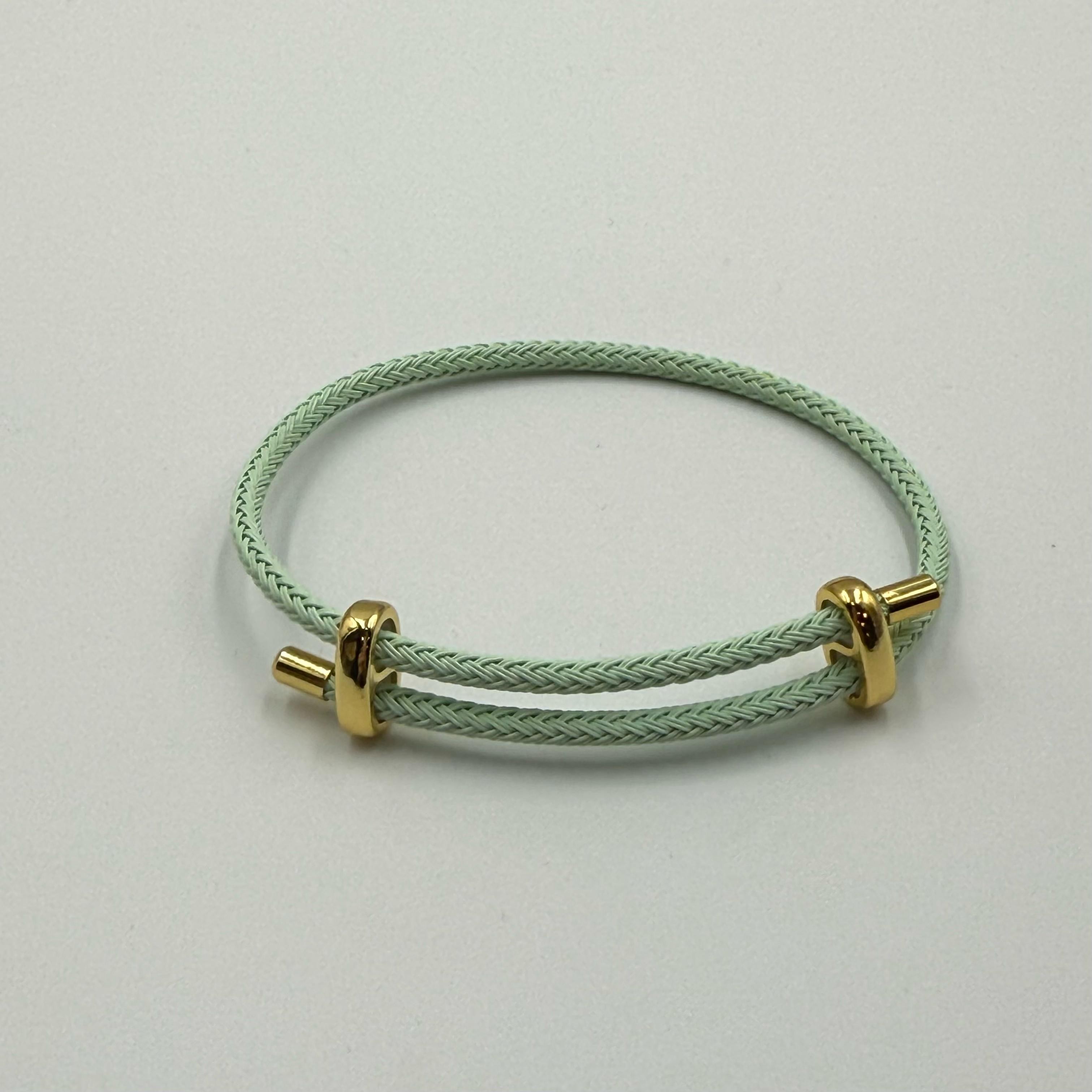 Su Yeşili Deri & Gold Metal Bileklik 504