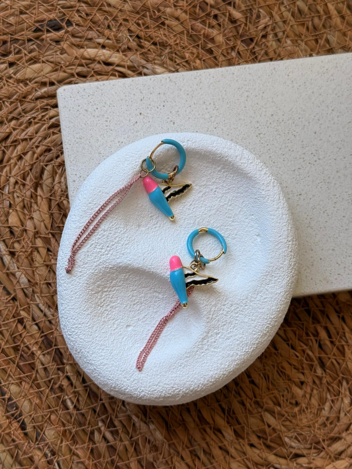 Özel Tasarım Açık Mavi Halka Sallantılı Küpe 830