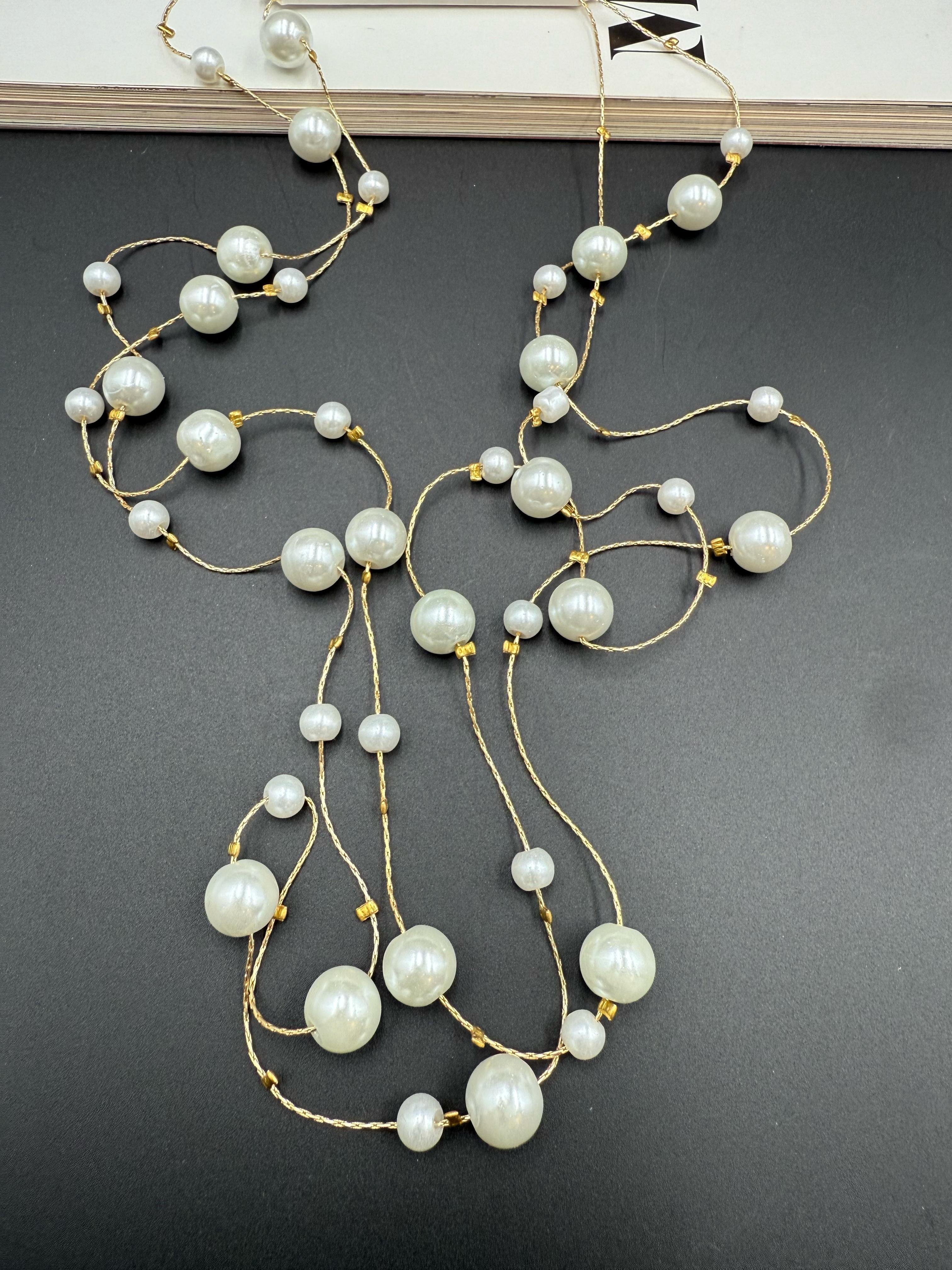 İnci topçuklu 80 cm  gold Kolye 150