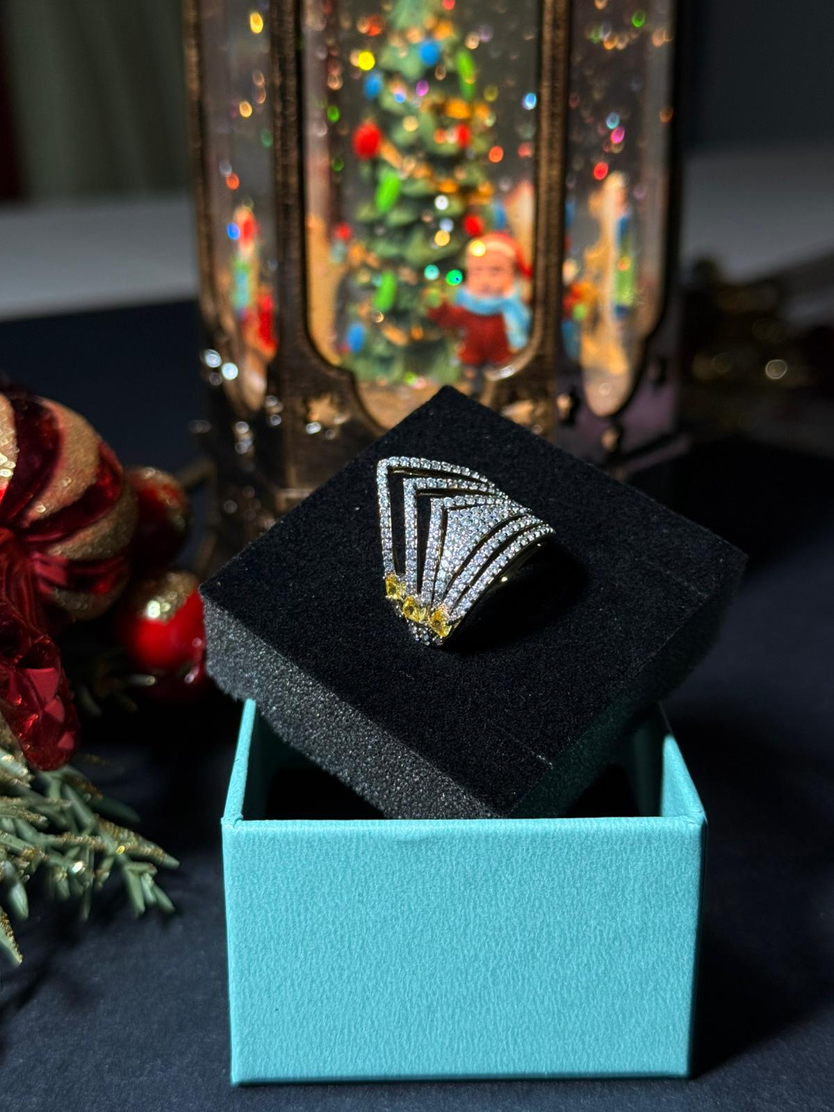 Zirkon Taşlı Çift Renk Ayarlanabilir Yüzük 1270