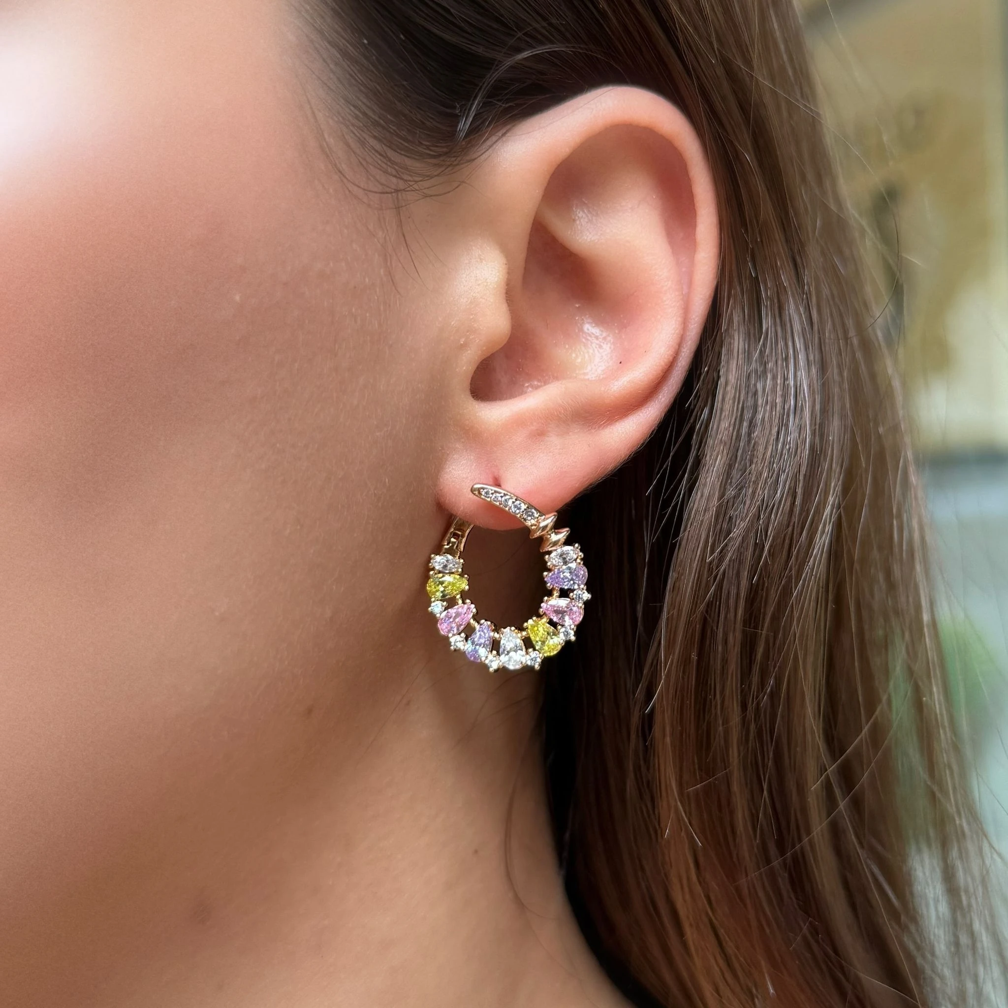 Xuping Zirkon Taşlı Renkli Halka Küpe 923 