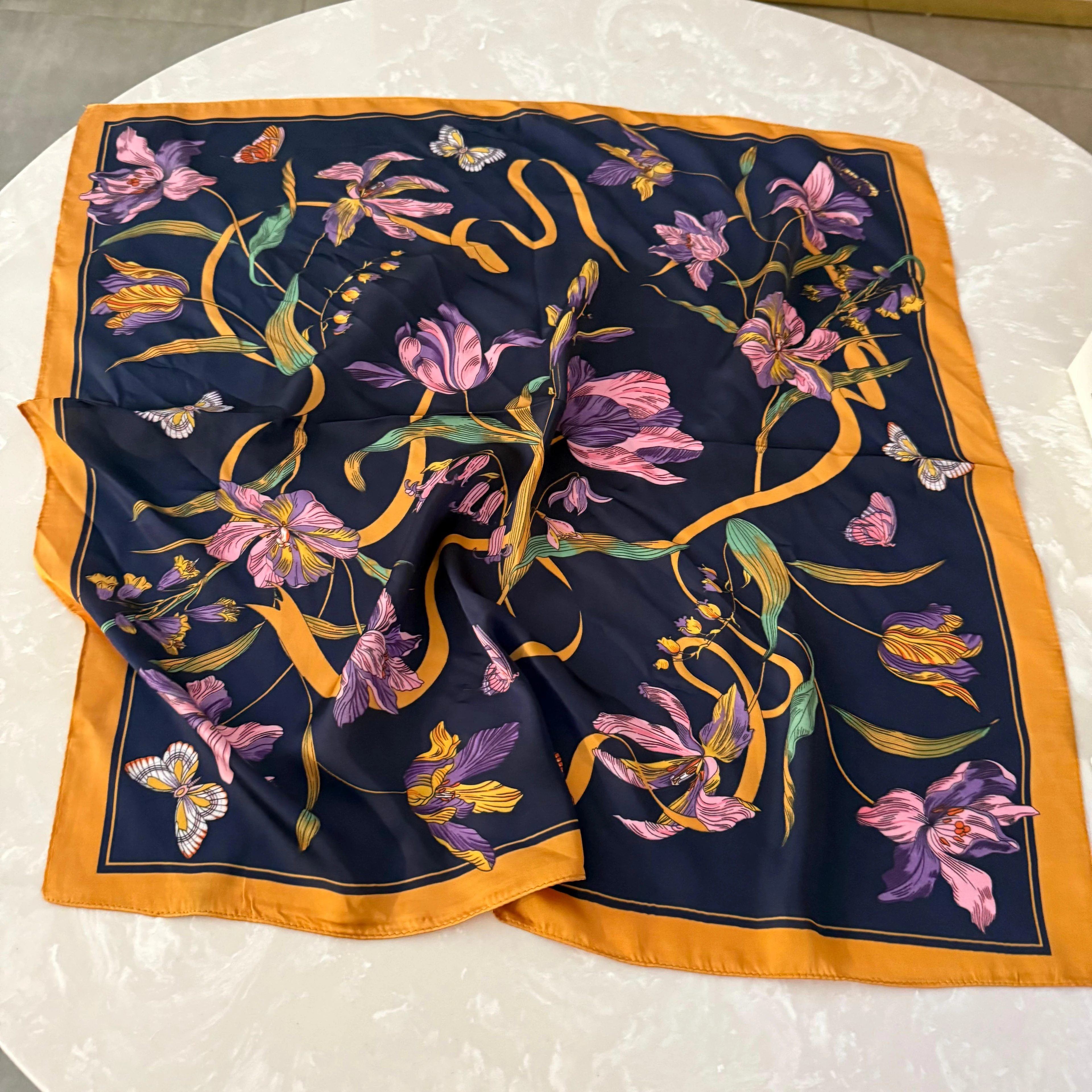 Renkli Çiçek Desenli Fular 1035