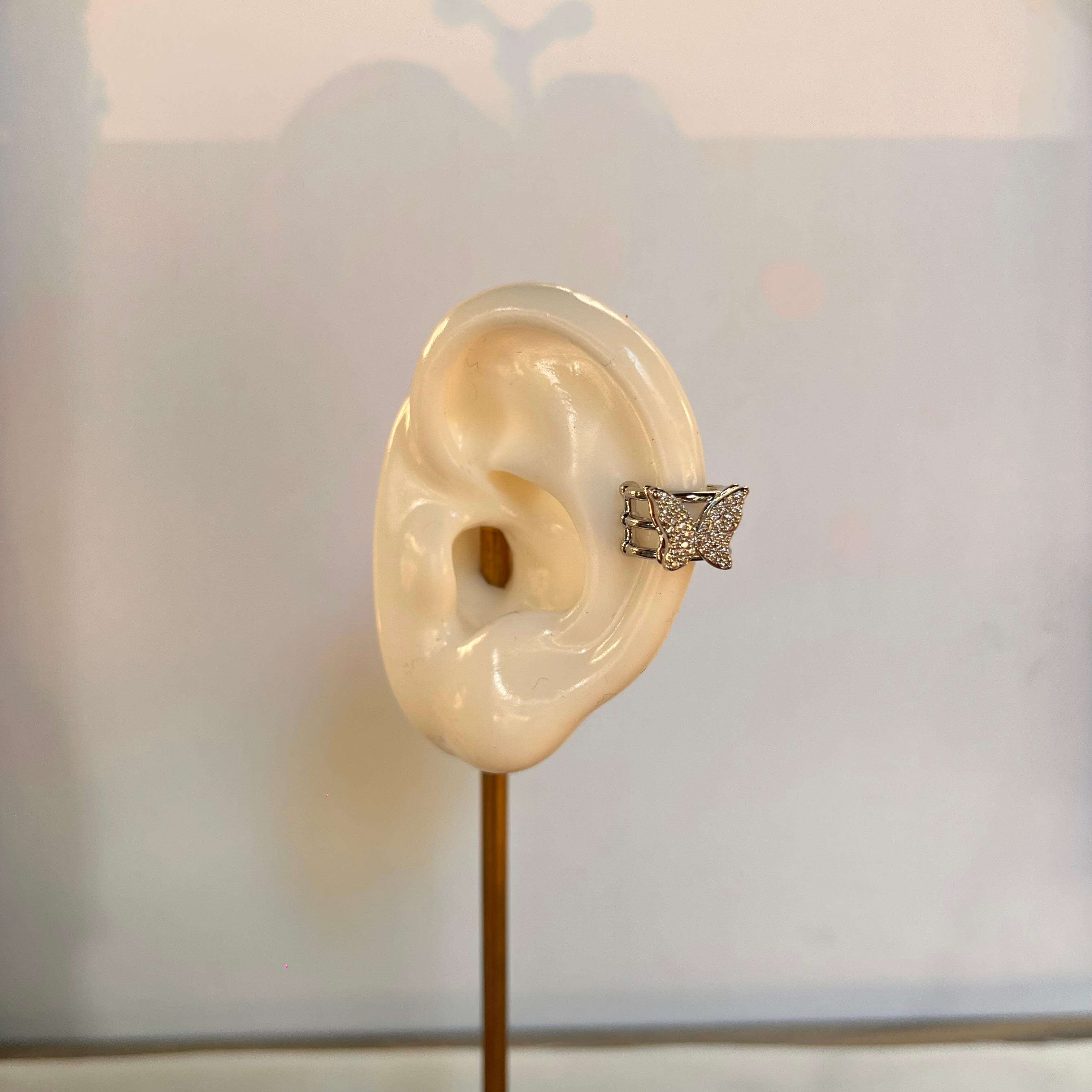 Zirkon Taşlı Silver Kelebek Kıkırdak Küpe 1188