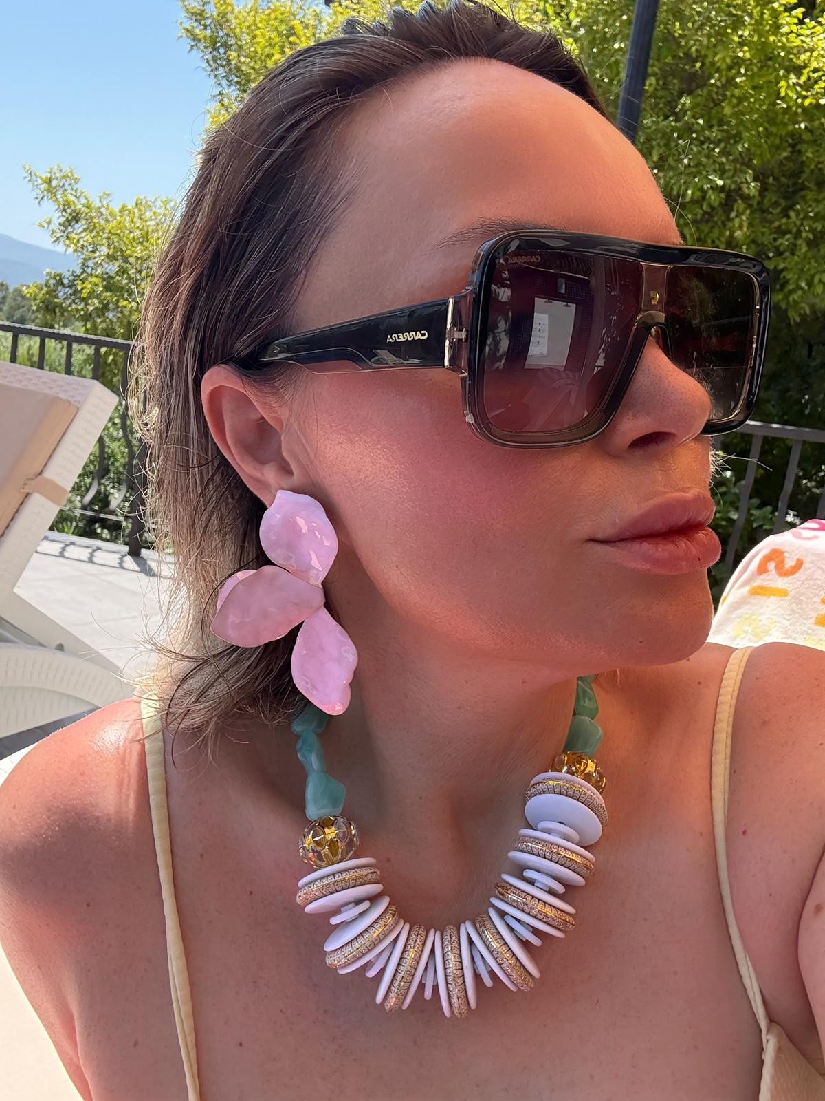 Shela Kombin Toz Pembe Marka Küpe Mavi Marka Kolye 854