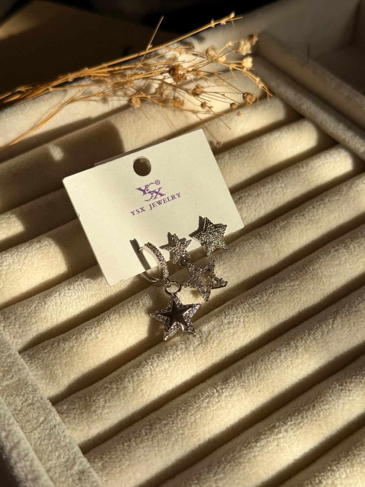 Zirkon Taşlı 3'Lü Yıldız Silver Küpe 809