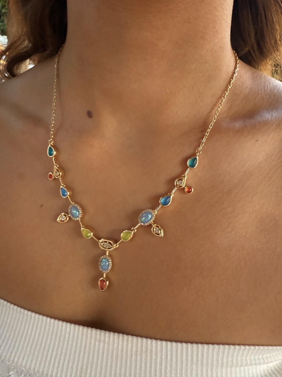 Vip 7 Element Renkli Taşlı Çakra Kolye 957