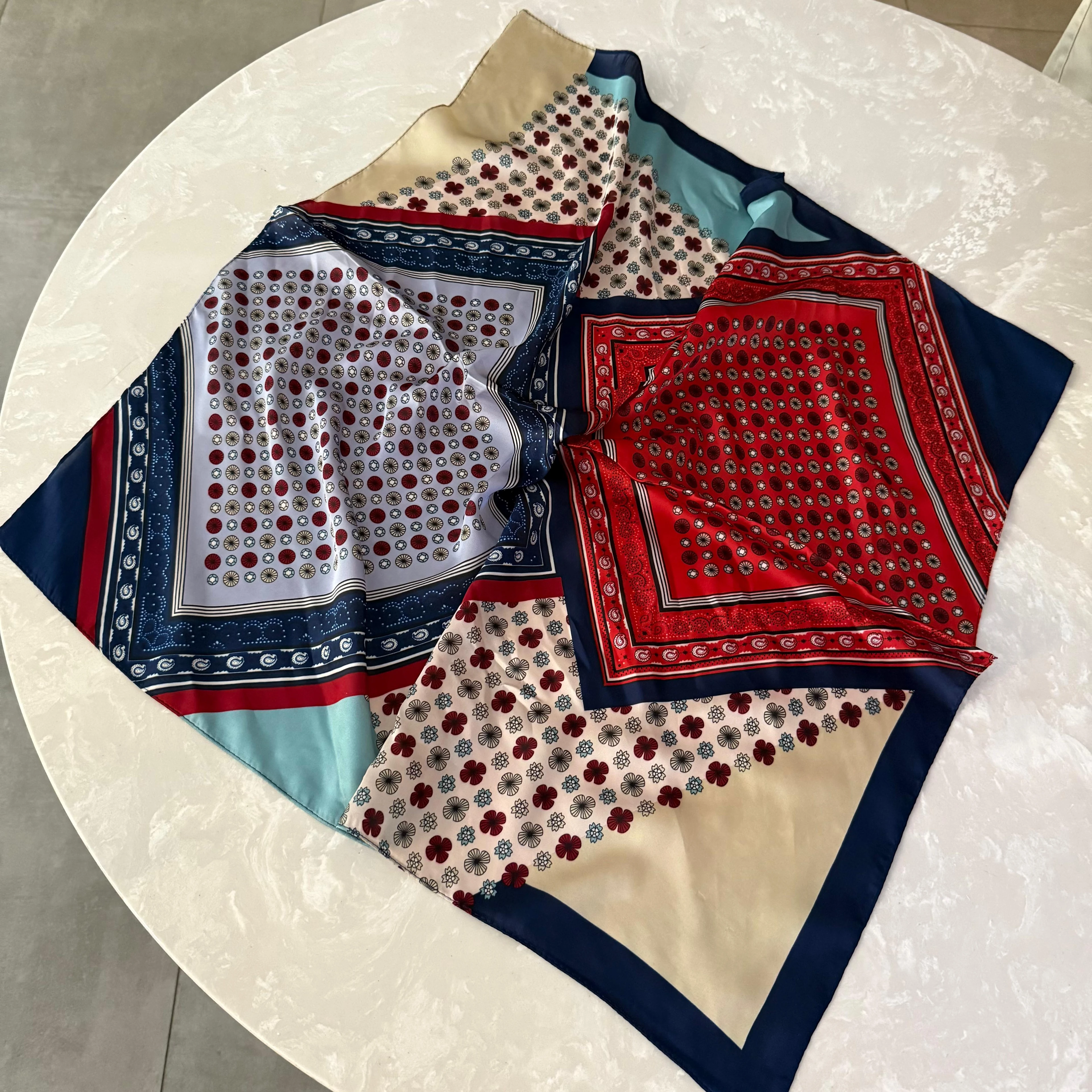 Bordo Lacivert Desenli Fular 1036